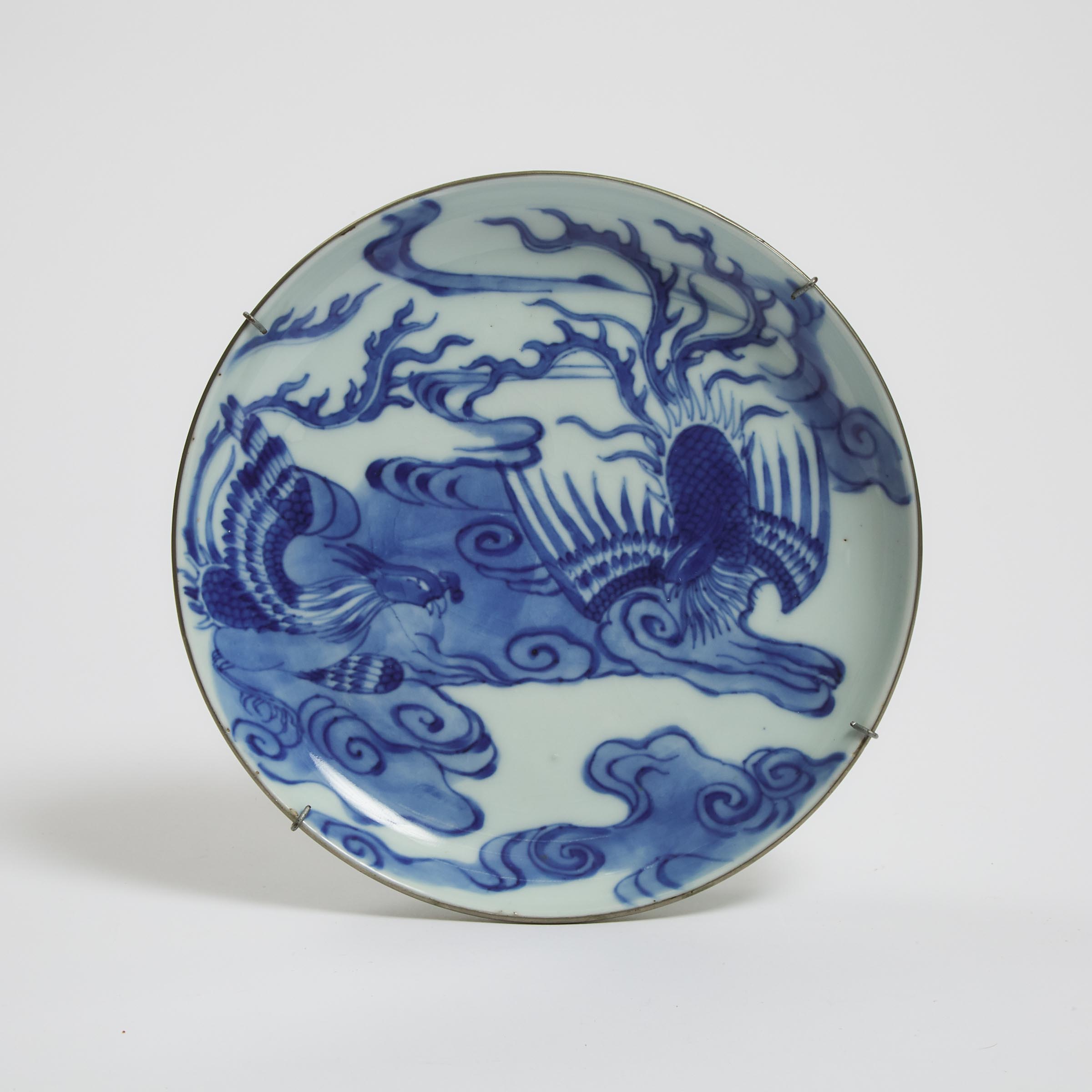 A Blue and White Double Phoenix Dish,