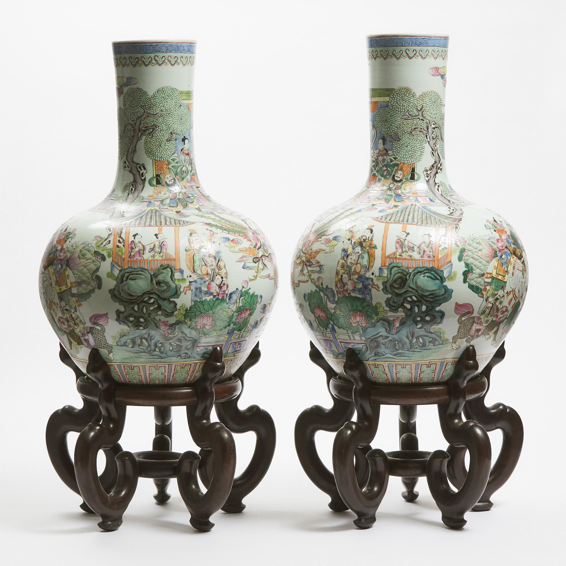 A Pair of Large Famille Rose Vases