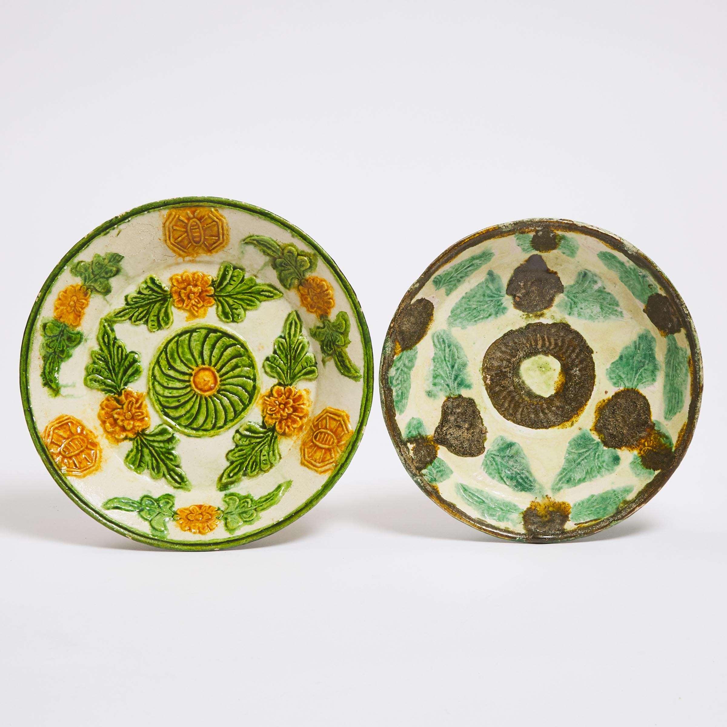 Two Sancai-Glazed Pottery Dishes,