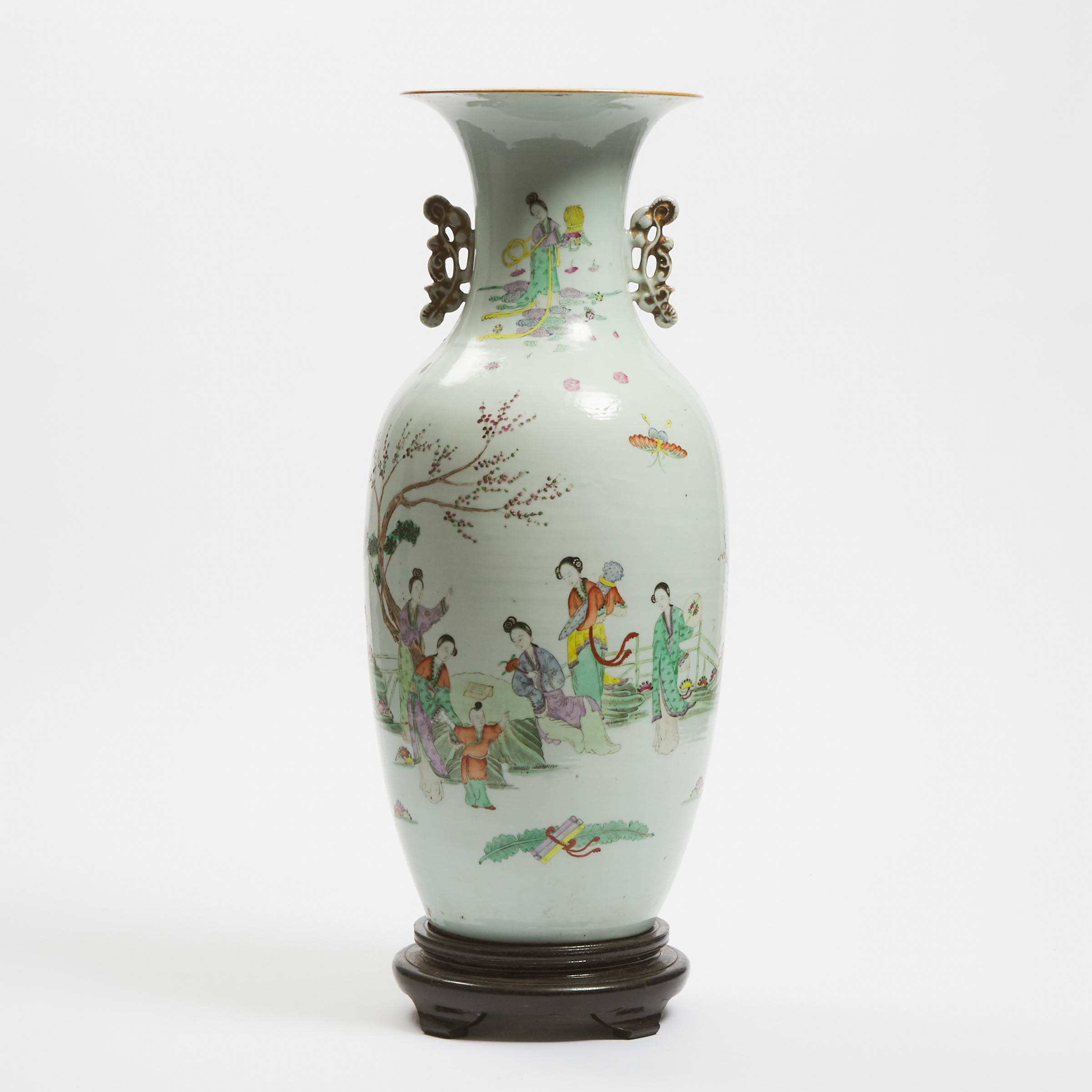 A Famille Rose Baluster Vase Zhushan  3ac546