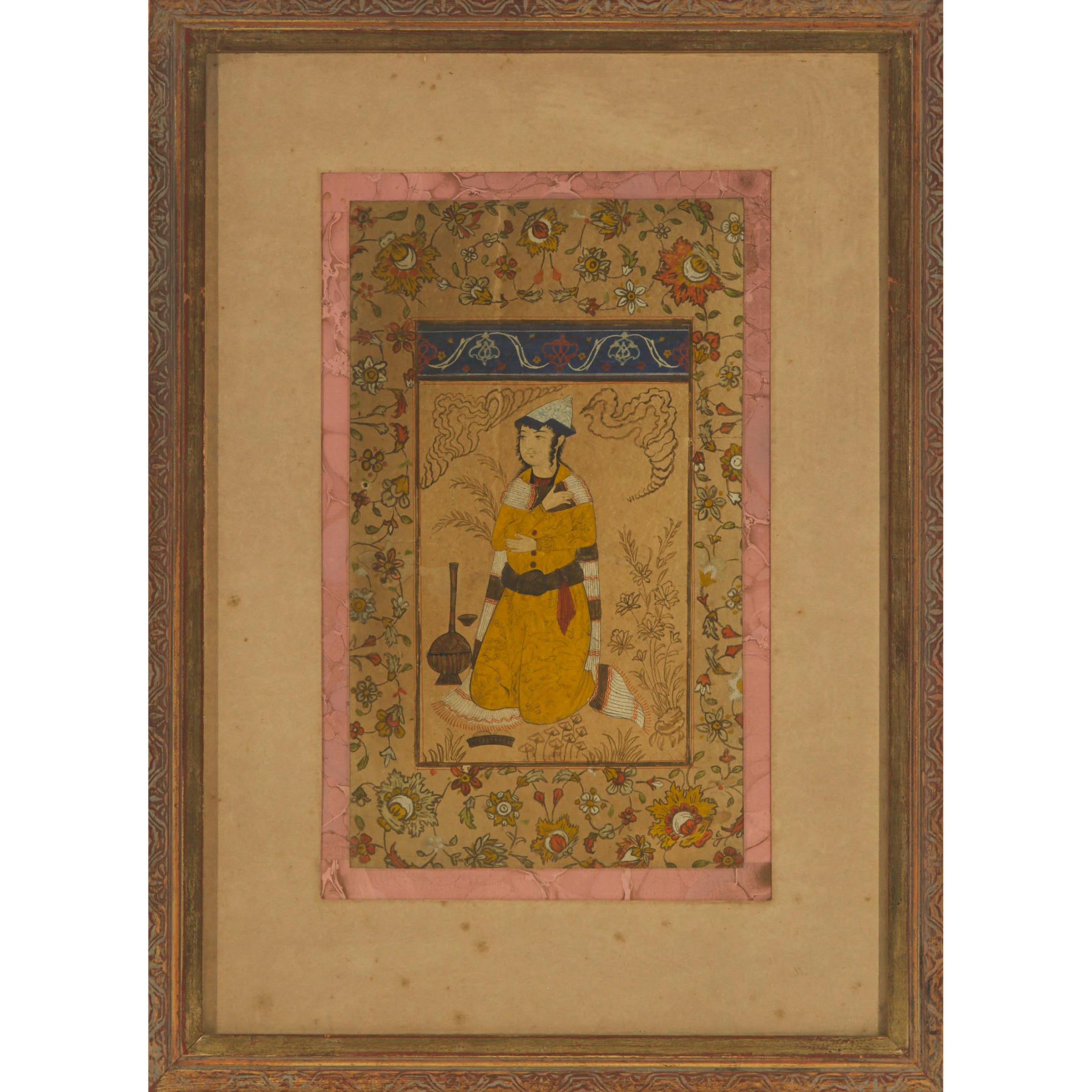 A Persian Painting of a Young Man, 19th