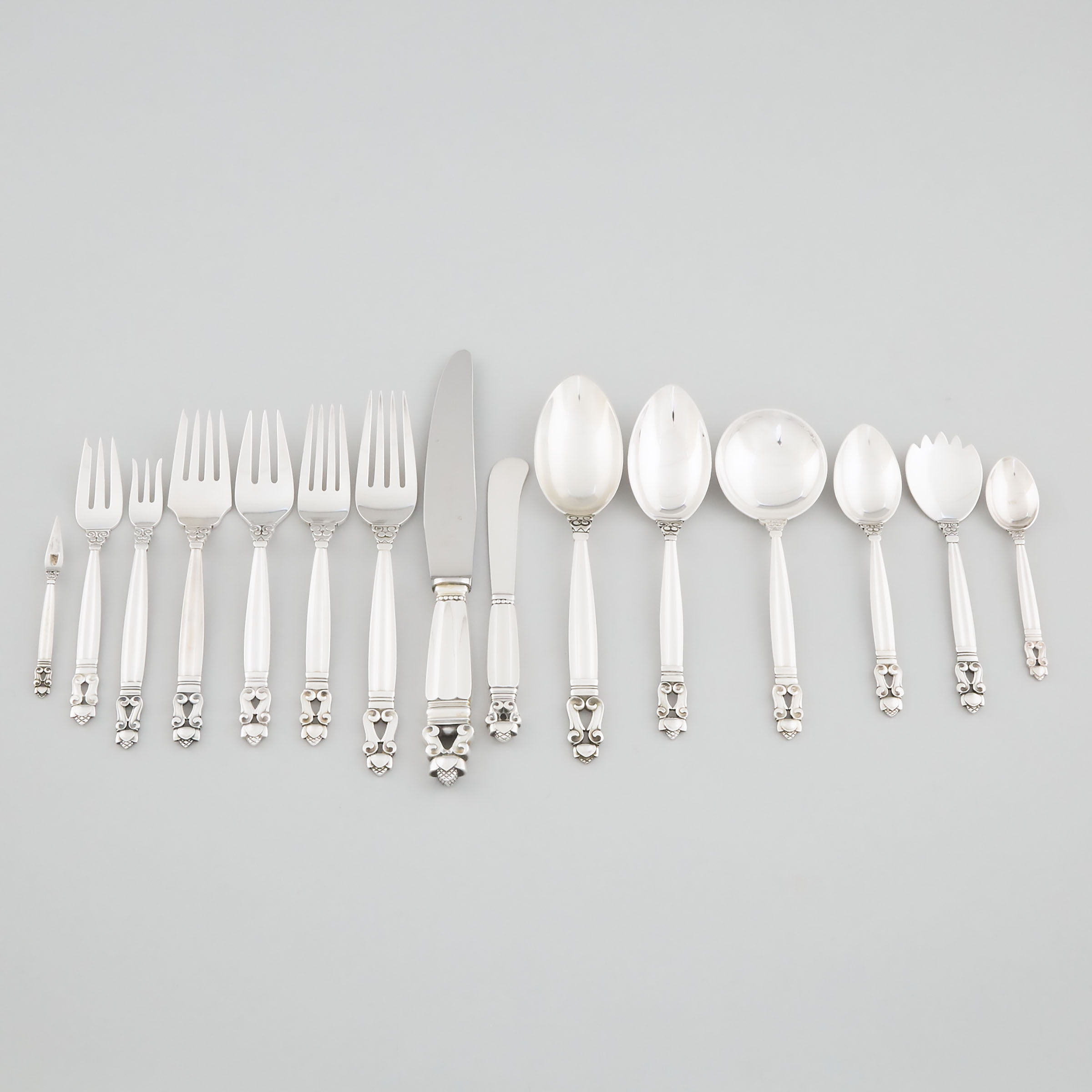 Danish Silver Acorn Pattern Flatware