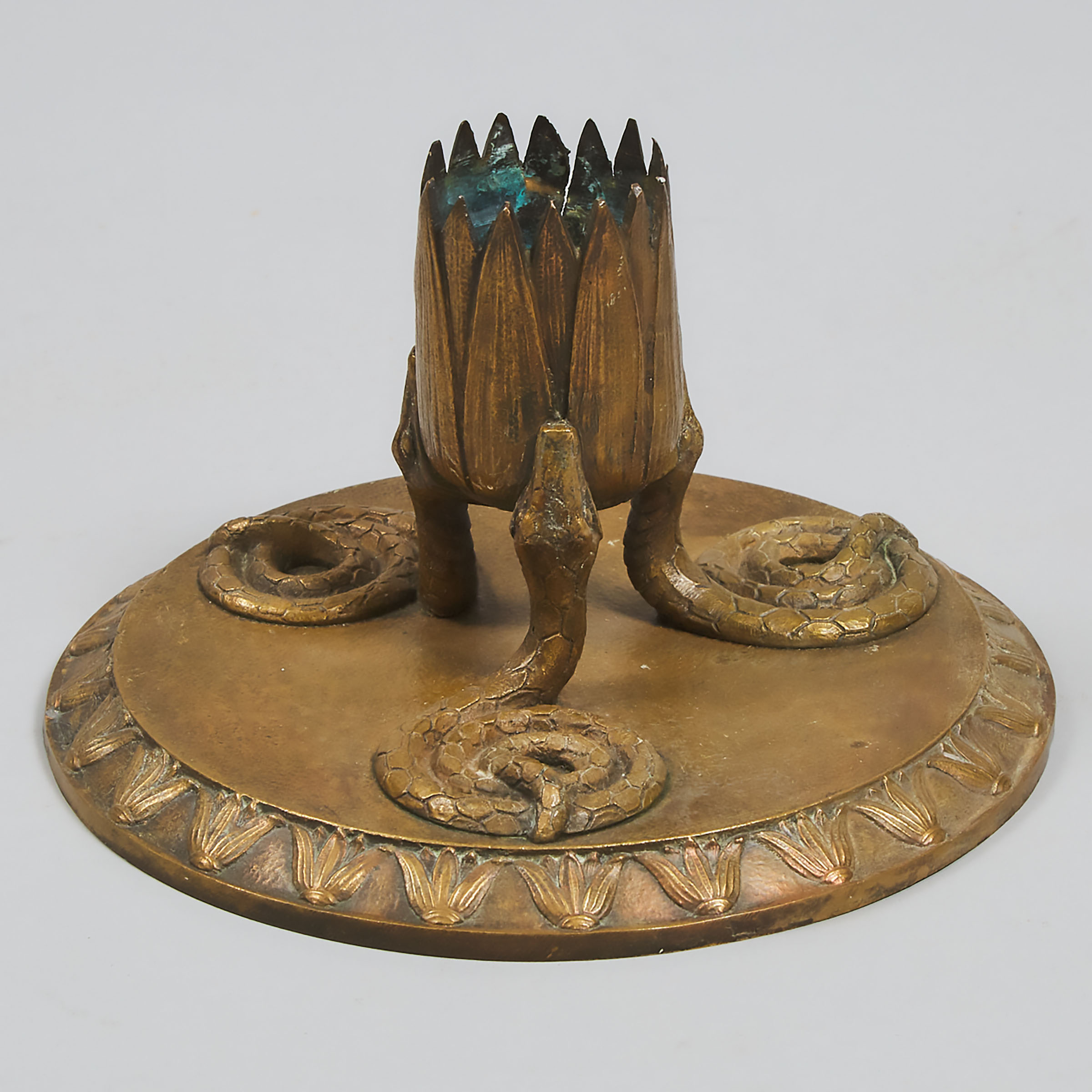 Quezal Gilt Bronze Vase Base, early