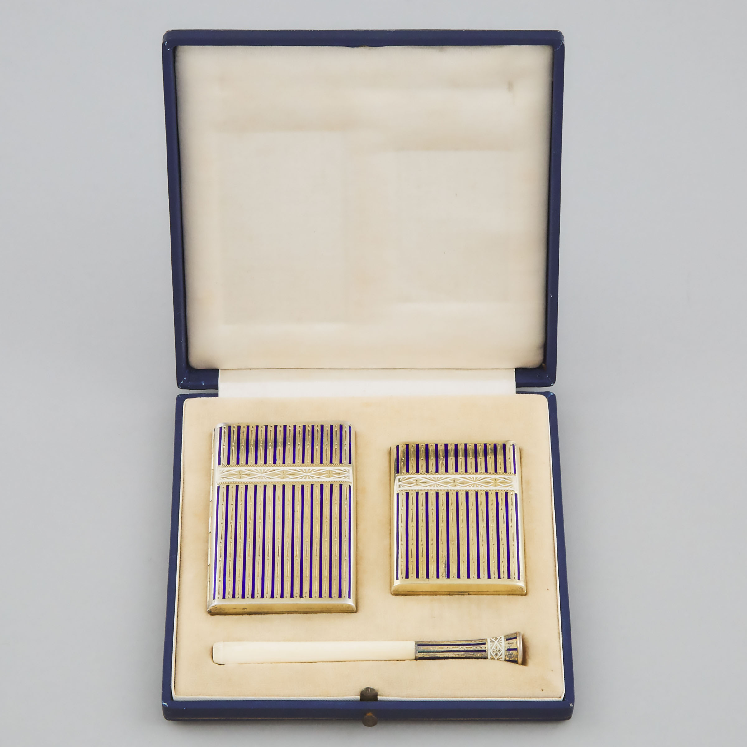 Enameled and Engraved Silver-Gilt Cigarette