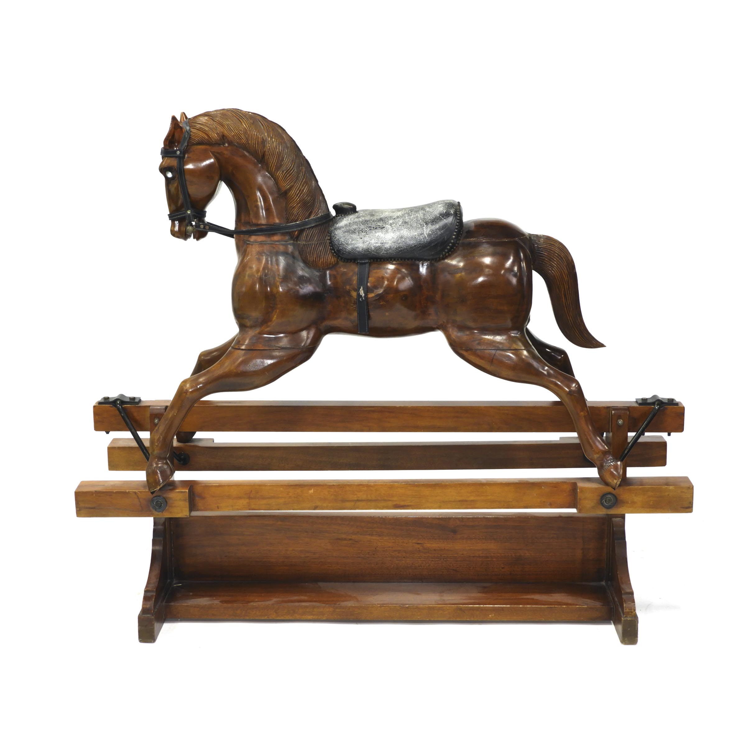 Large Carved Wood Platform Rocking Horse,