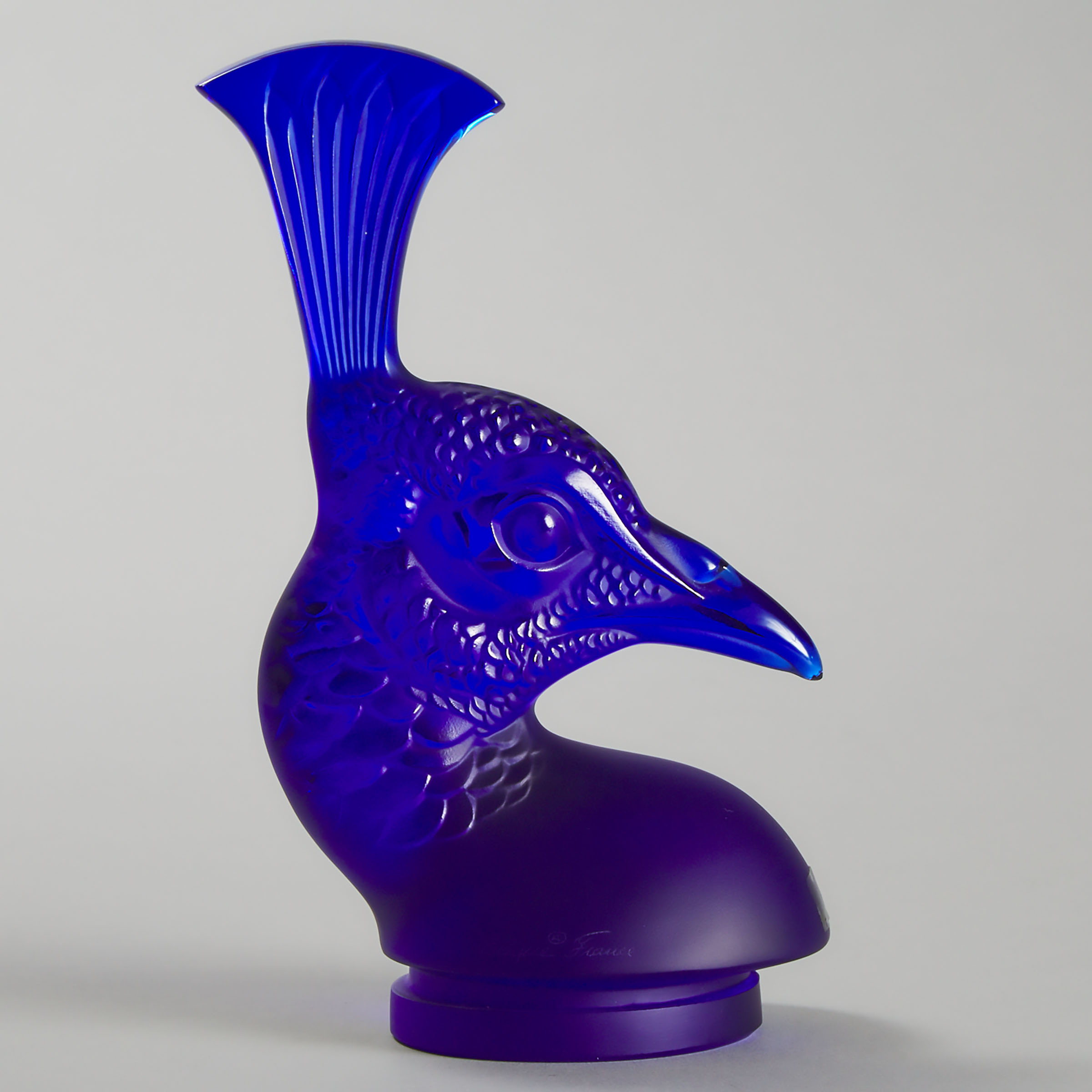 'Tête de Paon', Lalique Blue Glass