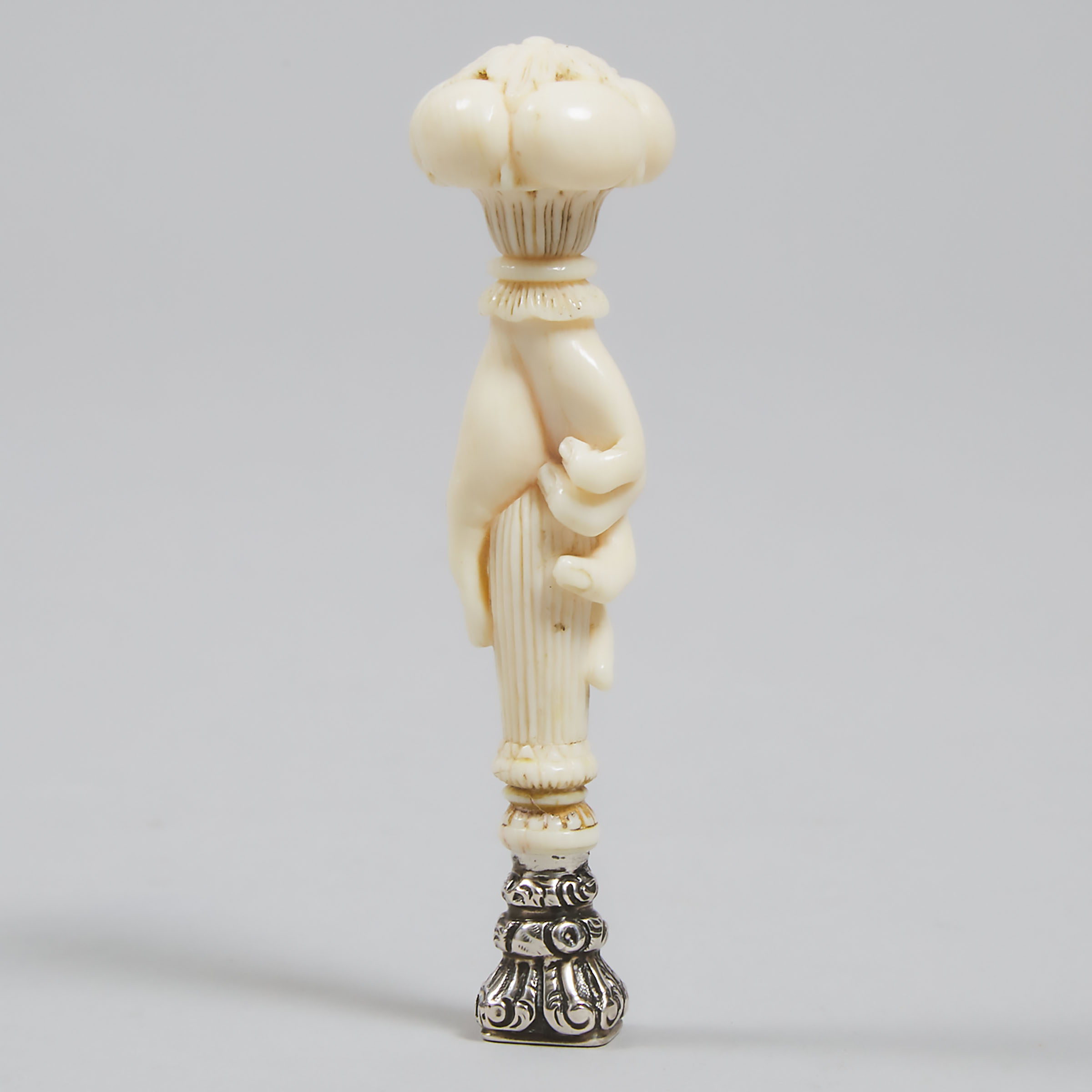 French Silver Mounted Ivory Hand