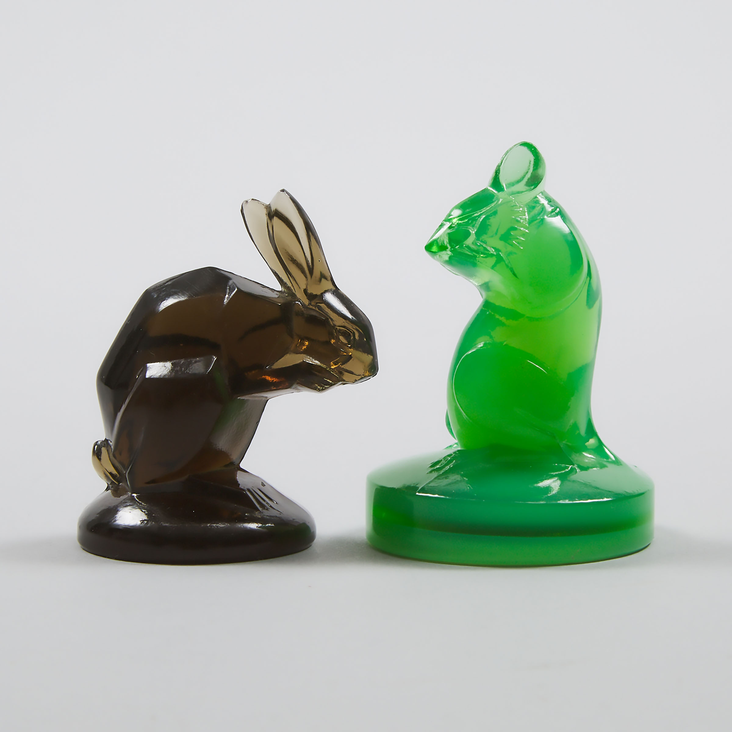 'Lapin' and 'Souris', Lalique Moulded