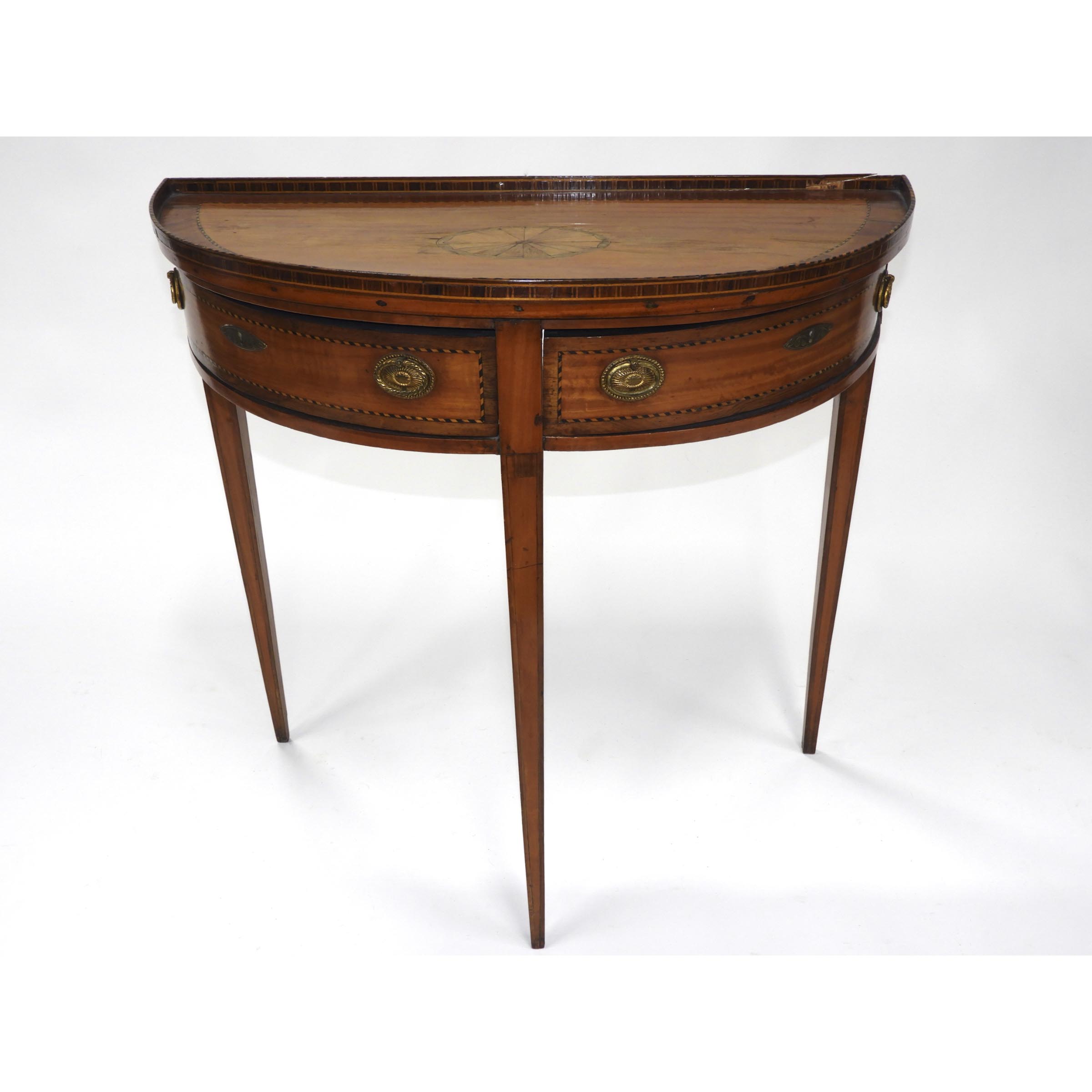 Hepplewhite Inlaid Mahogany Demilune 3ac678