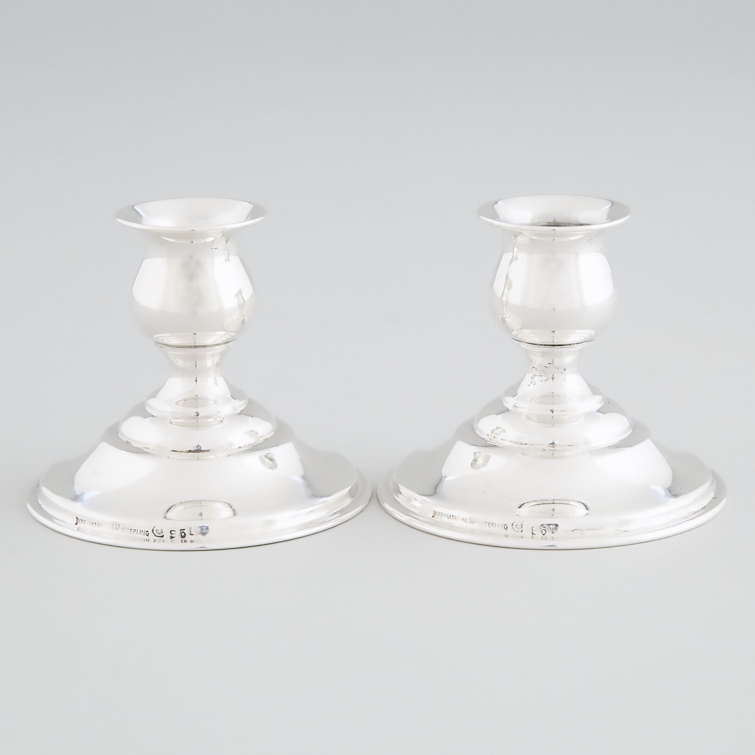 Pair of American Silver Low Candlesticks  3ac679