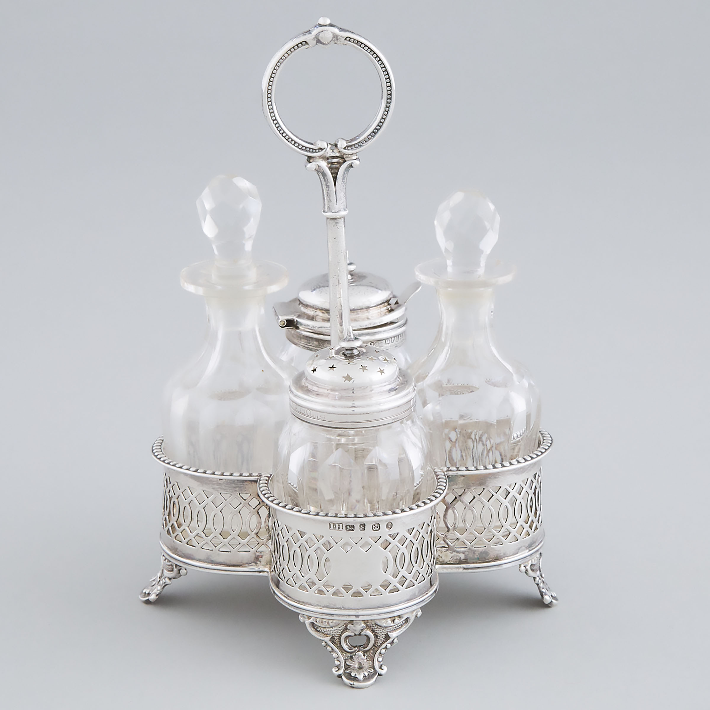 Victorian Silver Four Bottle Cruet  3ac6a1