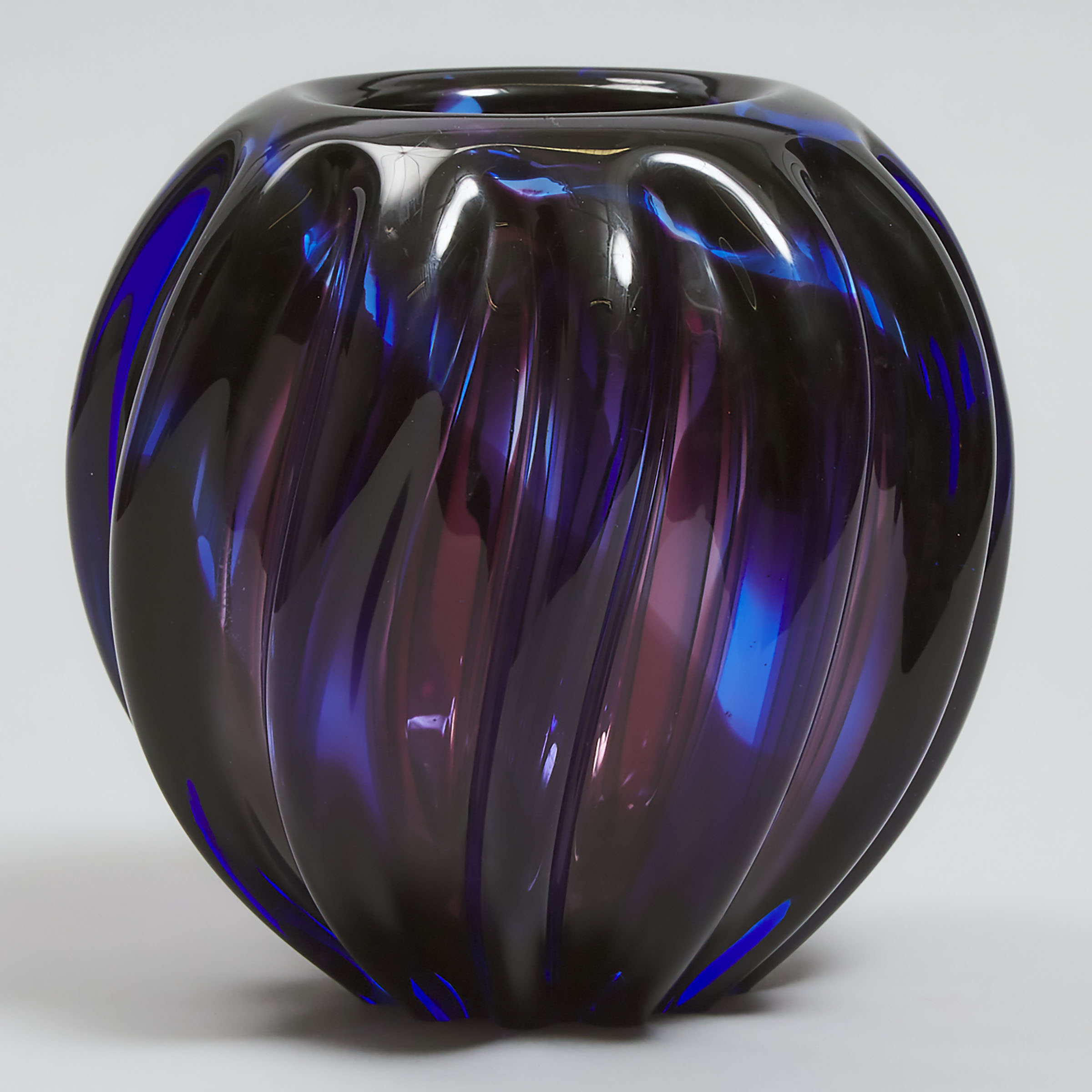 Amethyst and Blue Glass Ribbed