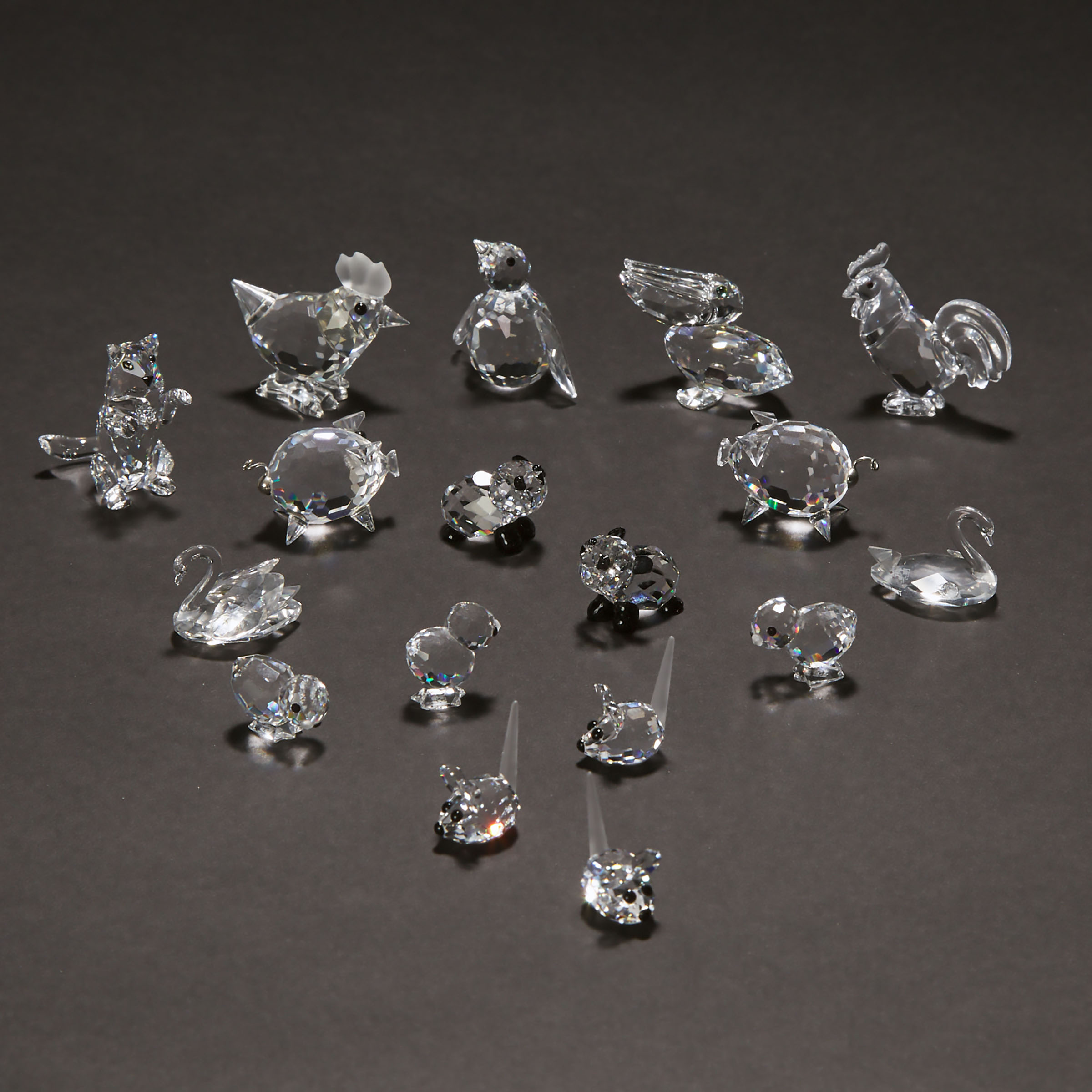 Seventeen Miniature Swarovski Crystal