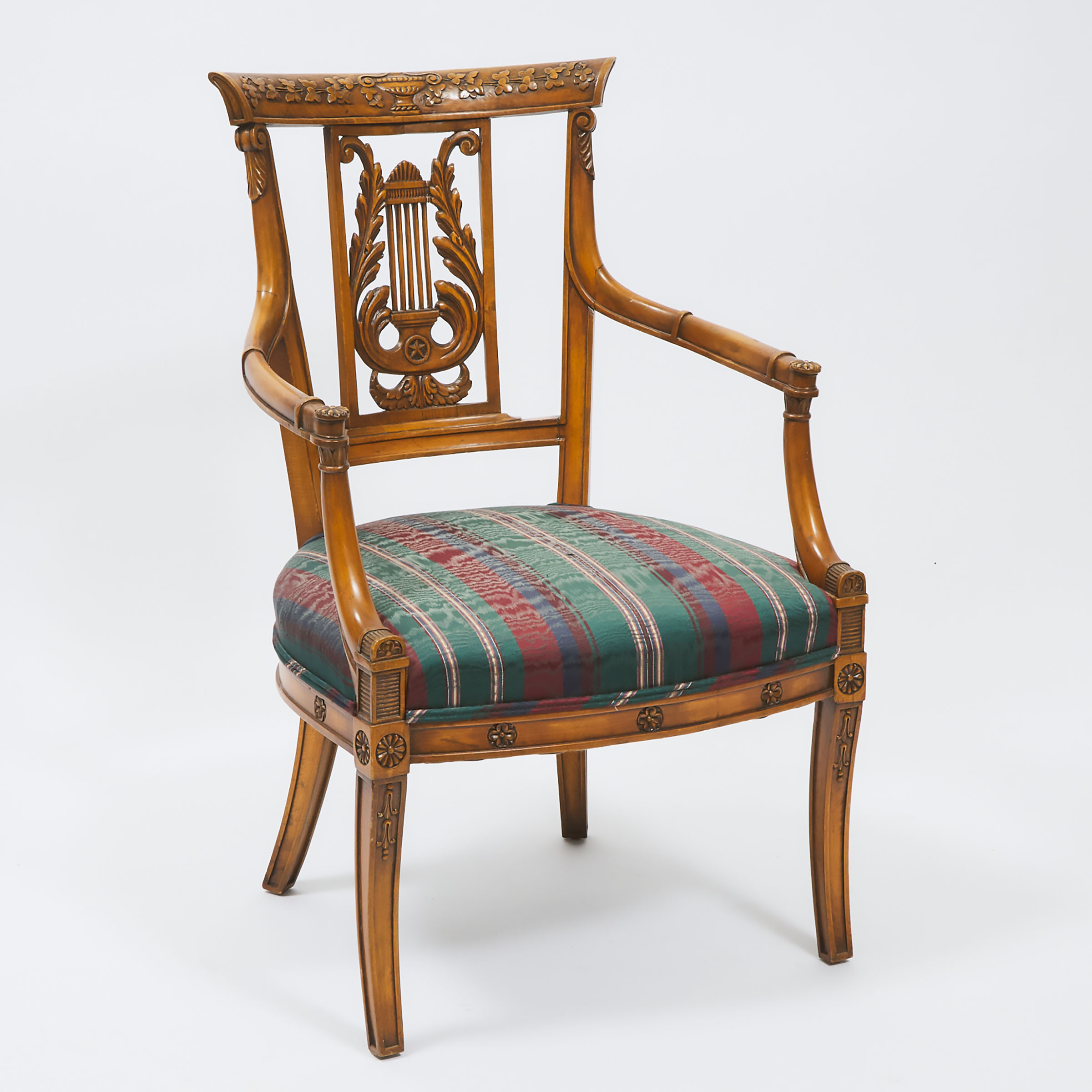 Carved Neoclassical Open Armchair,