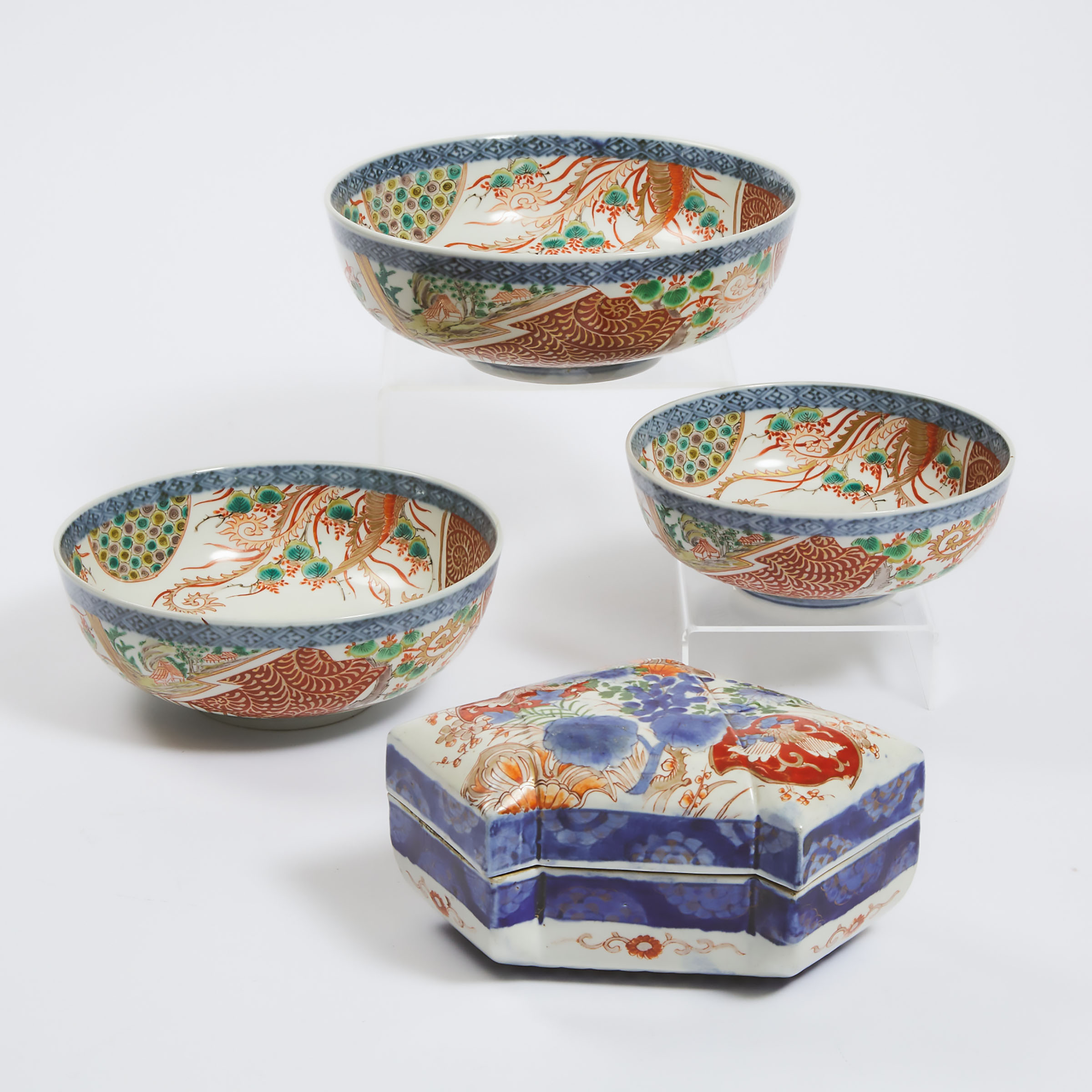 A Set of Three Imari Porcelain