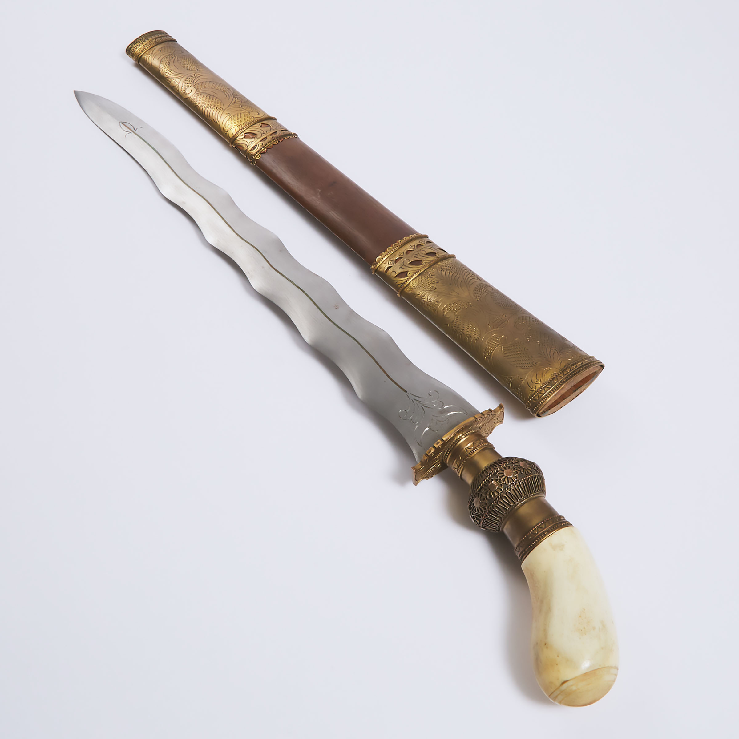 A Javanese Bone-Mounted Kris Dagger,