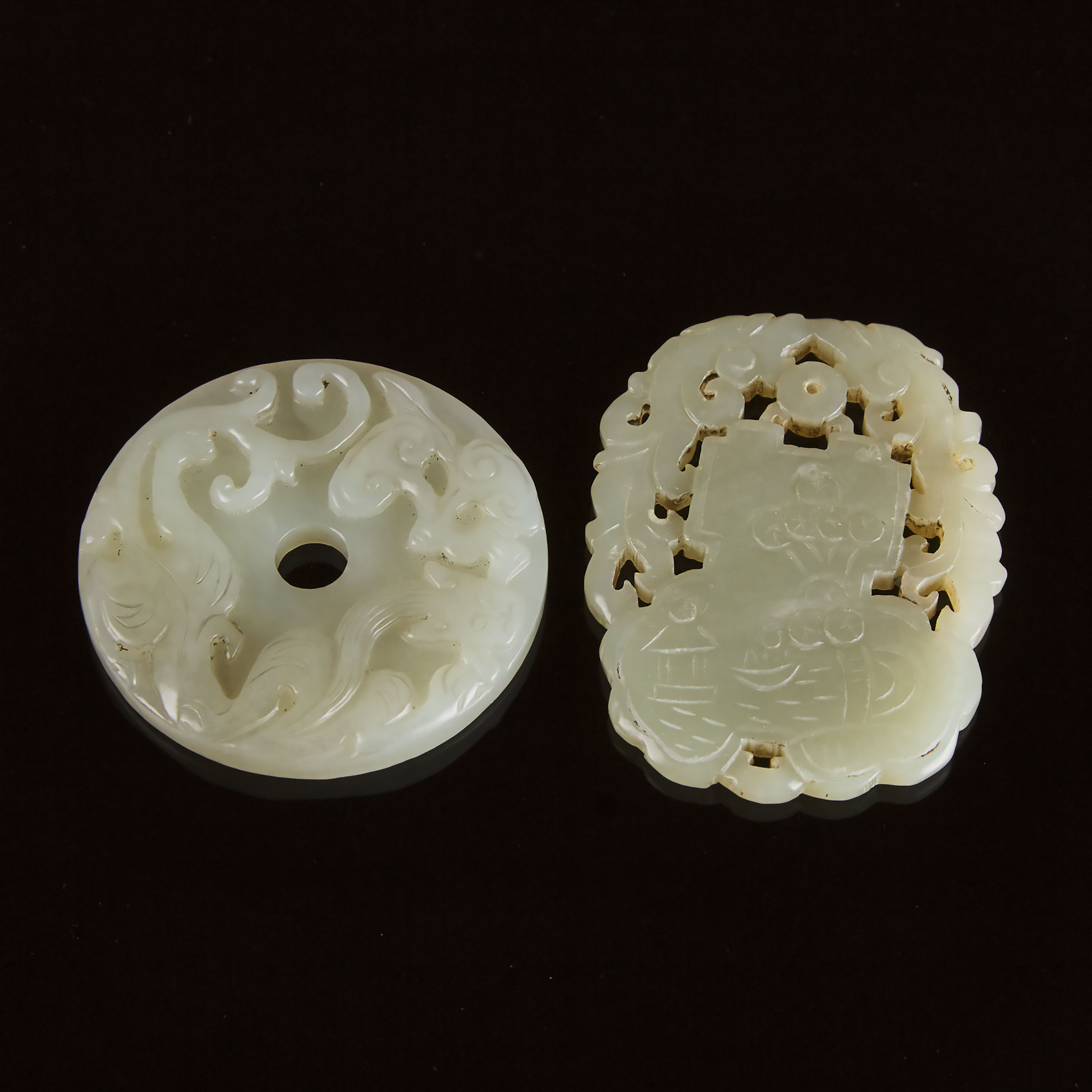 A White Jade Chilong Bi Disc  3ac715