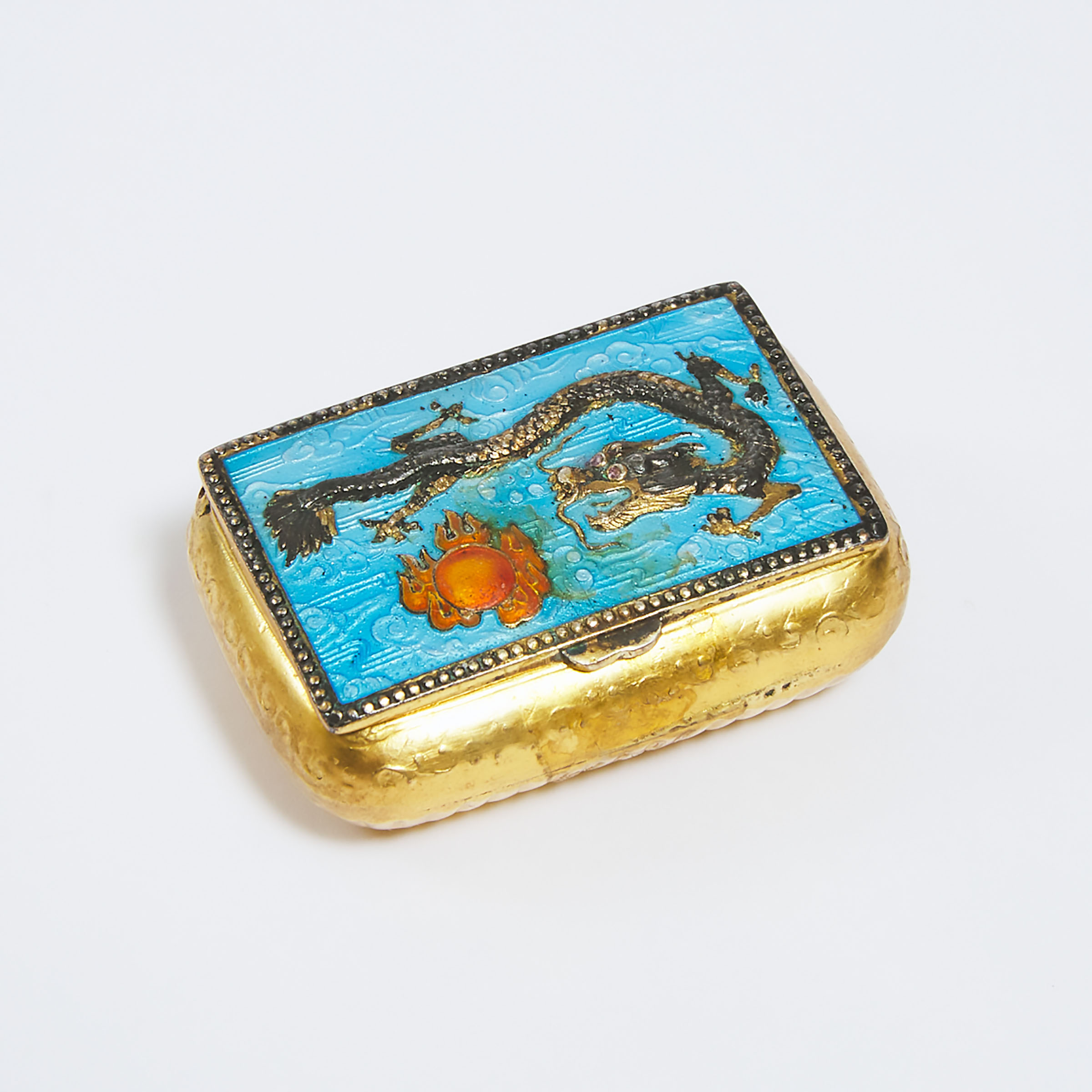 A Small Gilt Enameled Silvered