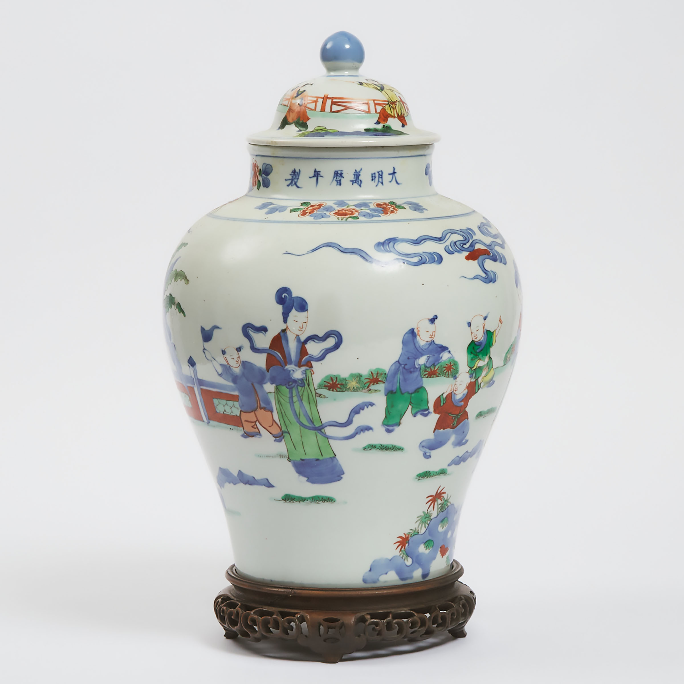 A Chinese Doucai Vase and Cover,