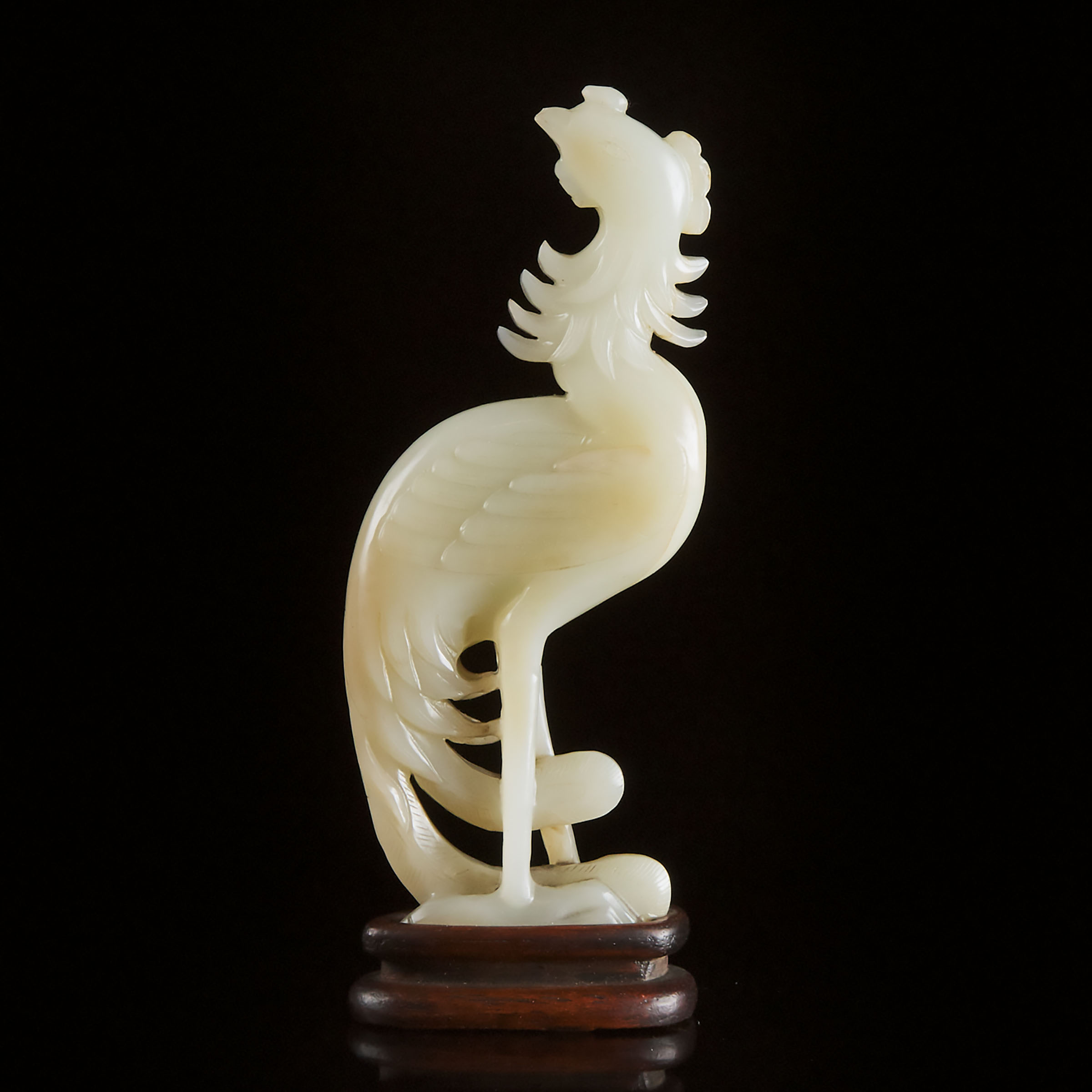 A White Jade Carved Phoenix, 19th/20th
