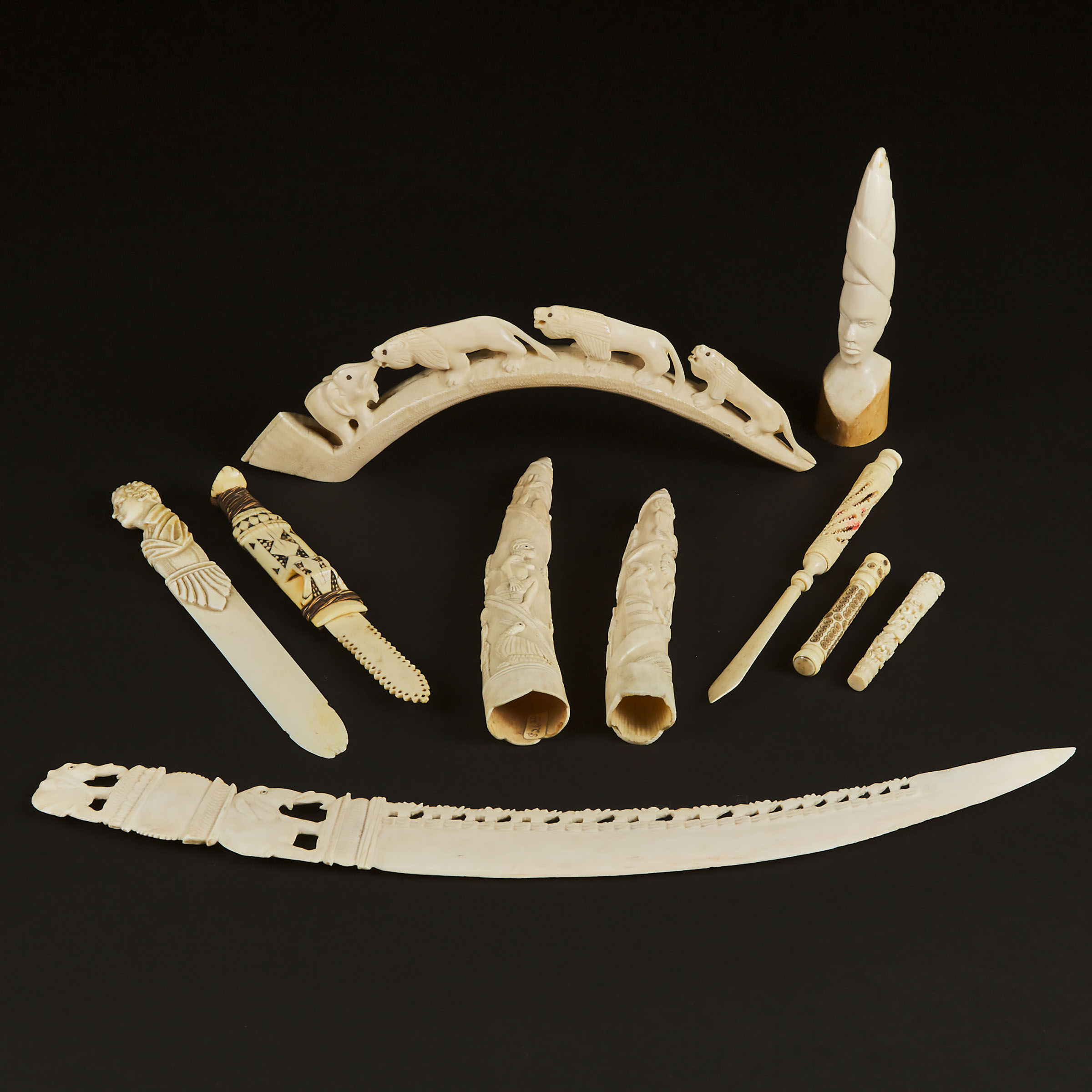A Group of Ten Ivory and Bone Needle
