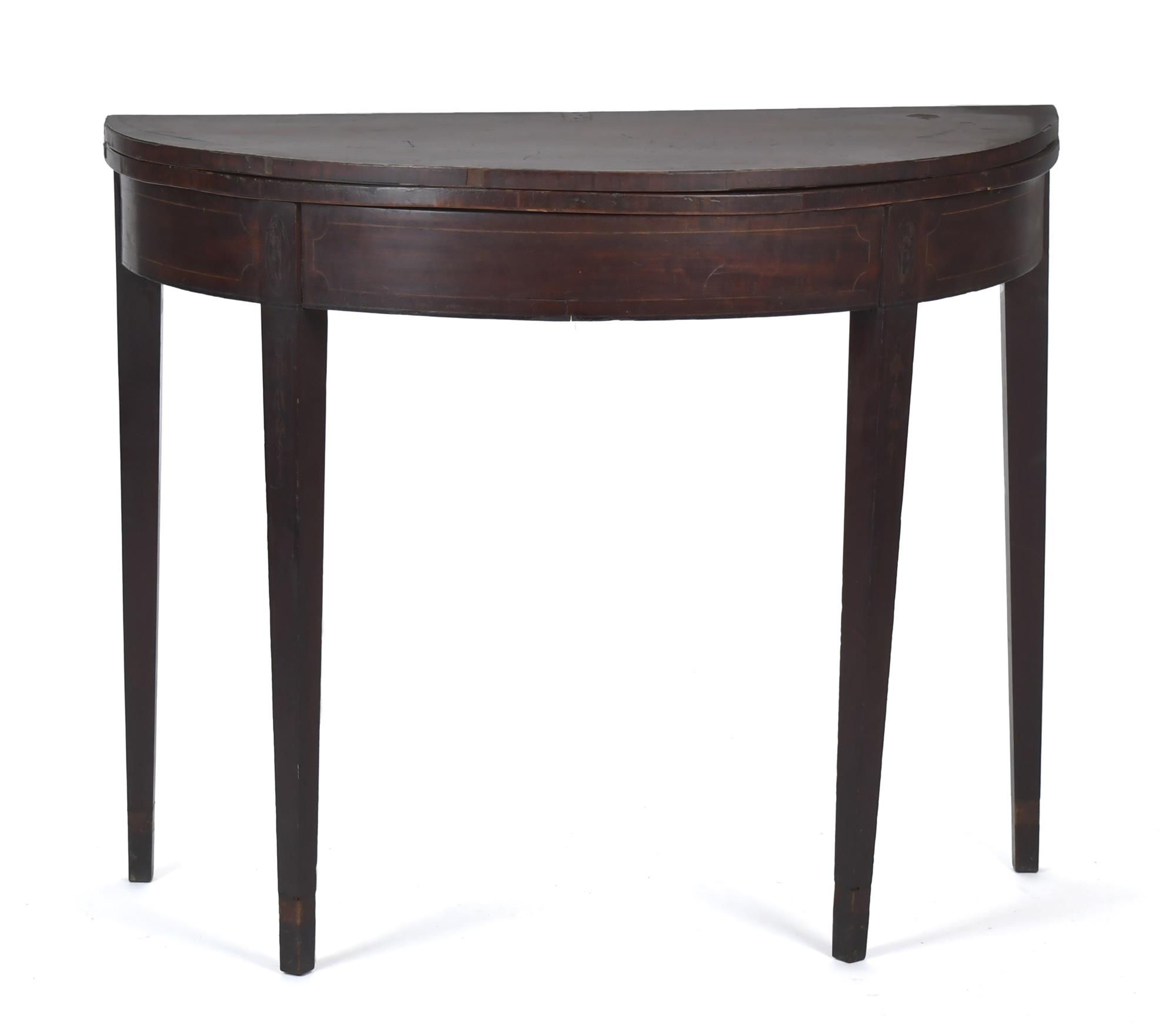 FEDERAL BELLFLOWER INLAID CARD TABLE,