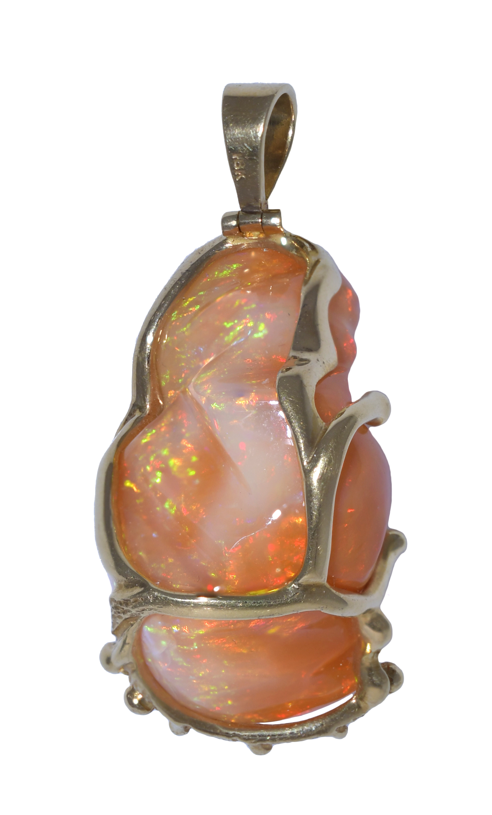 MASSIVE FIRE OPAL PENDANT 18K GOLD  3ac82e