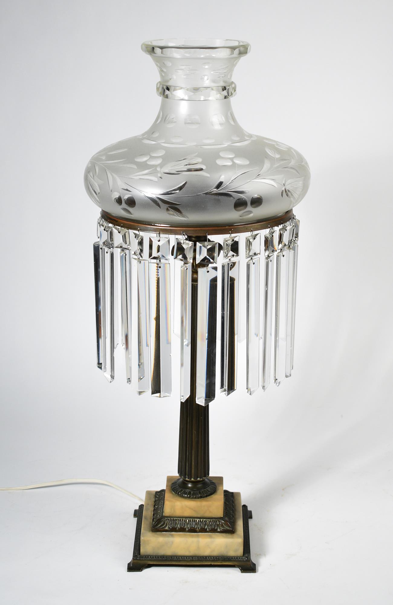 19TH C. AMERICAN ASTRAL LAMP. Frosted