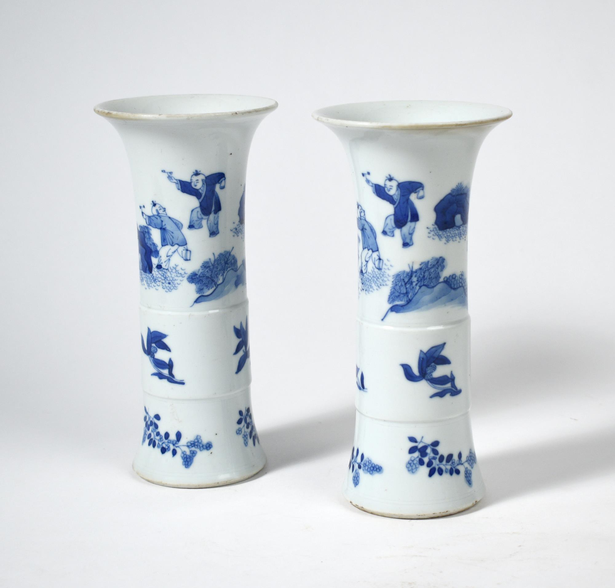 PAIR OF CHINESE PORCELAIN GU FORM