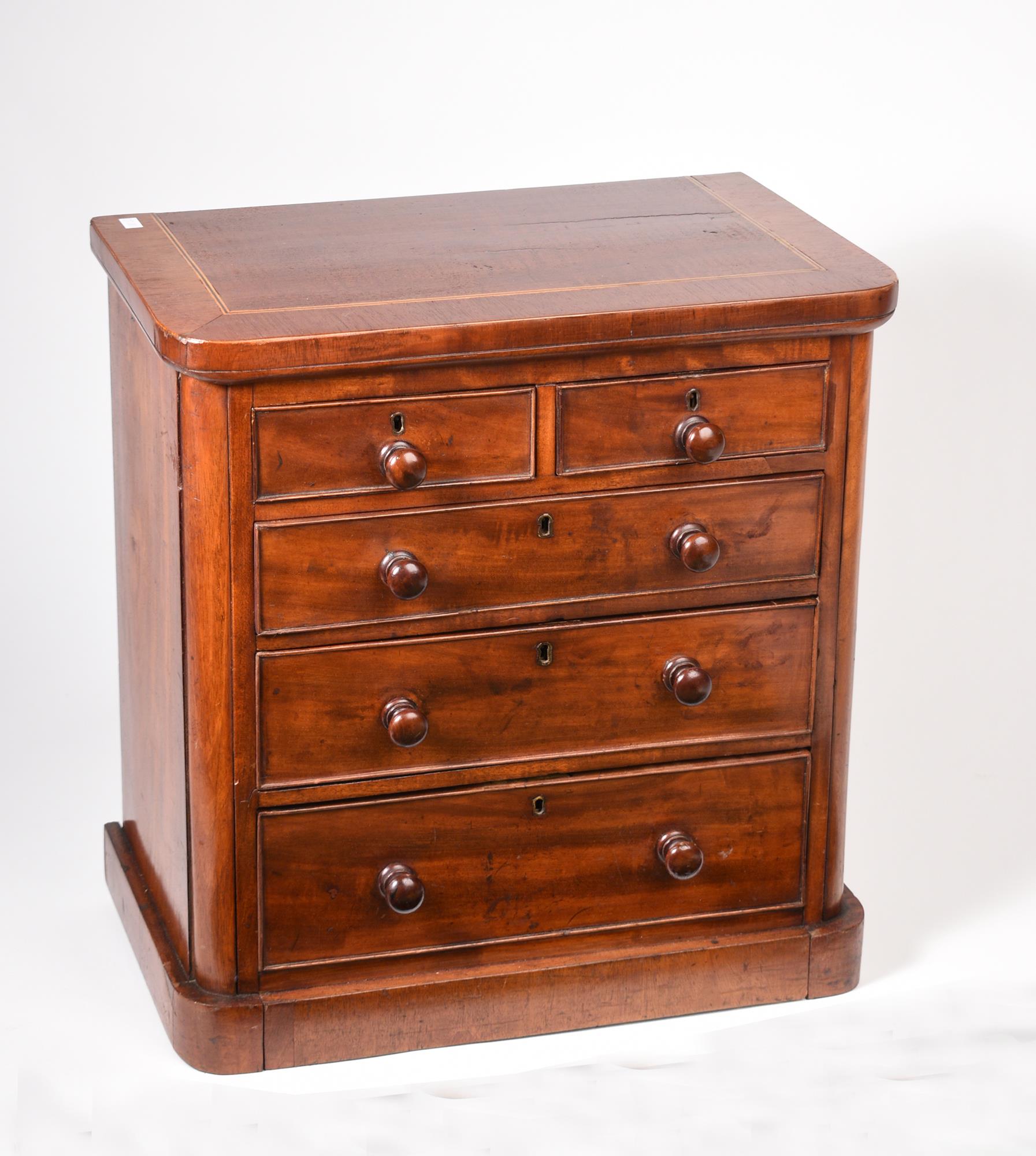 19TH C MAHOGANY MINIATURE CHEST  3ac93e