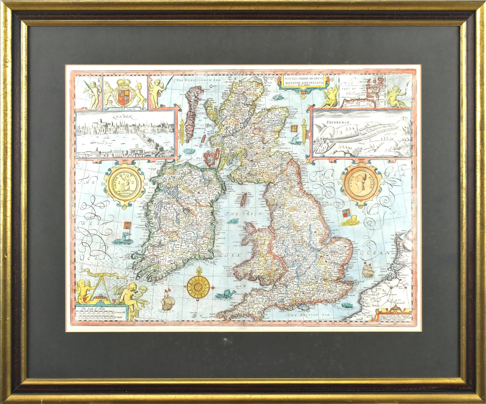 JOHN SPEED 17TH C. MAP, GREAT BRITAIN.