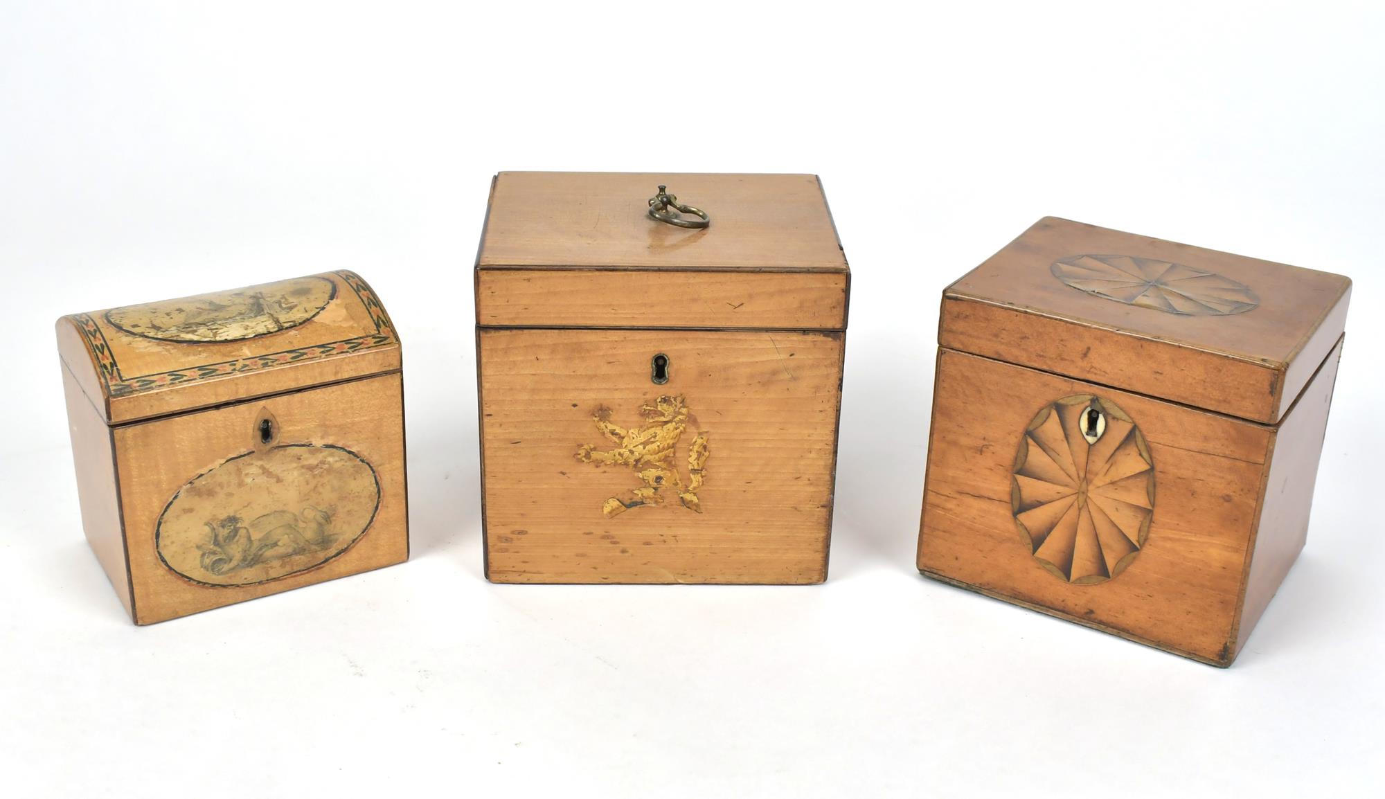 THREE ENGLISH 19TH C TEA CADDIES  3ac95f