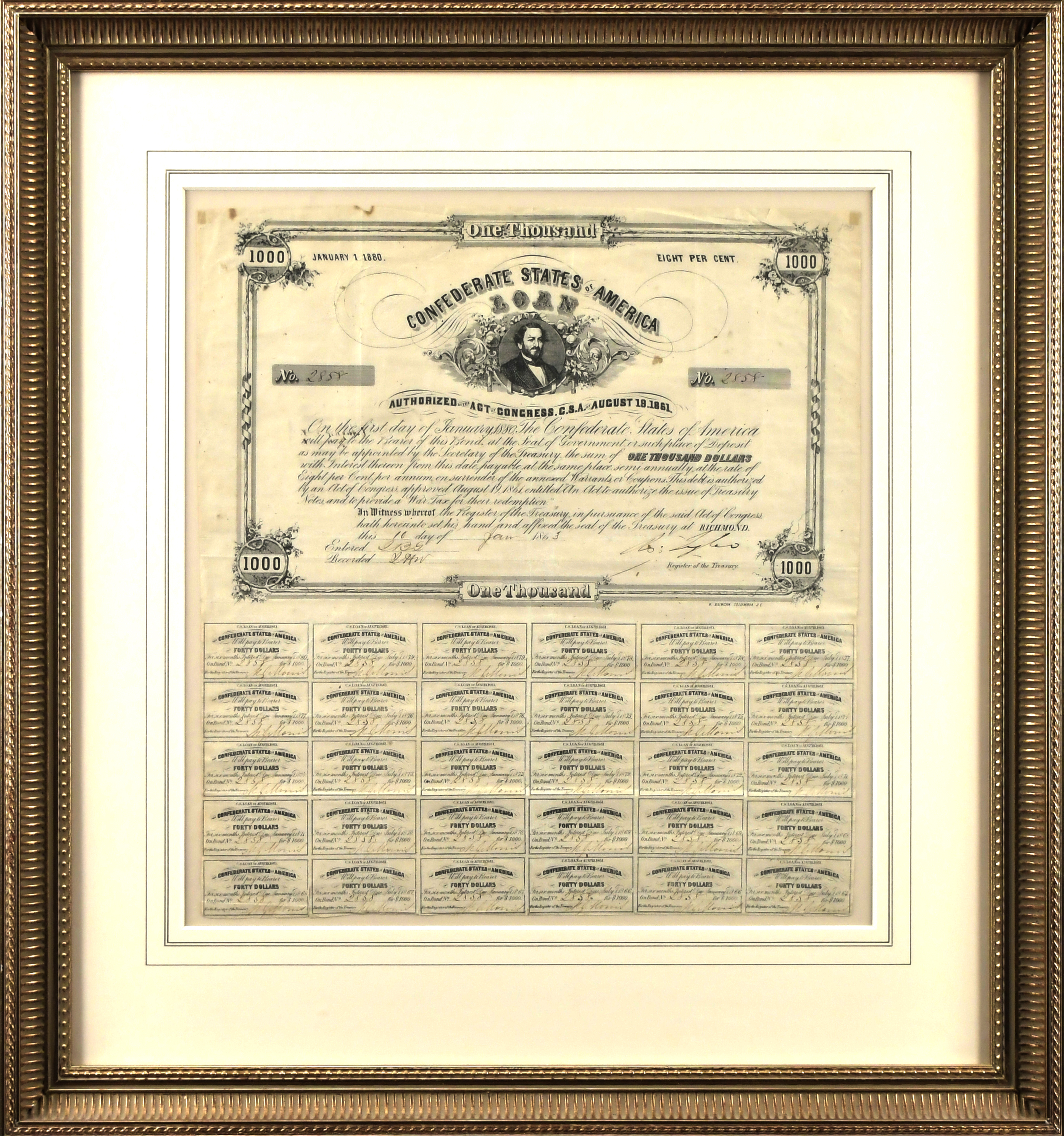 $1,000. CONFEDERATE BOND, JUDAH