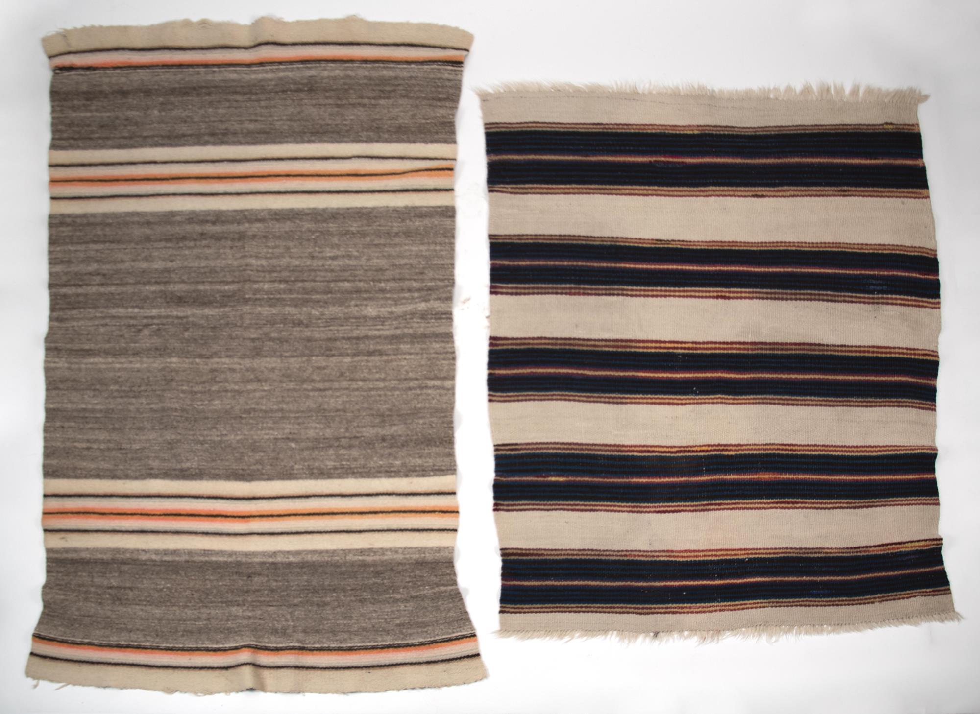 TWO STRIPED NAVAJO RUGS. One example