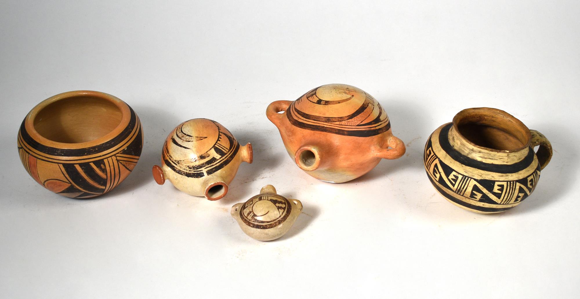 FIVE PIECES OF PUEBLO POTTERY. Including