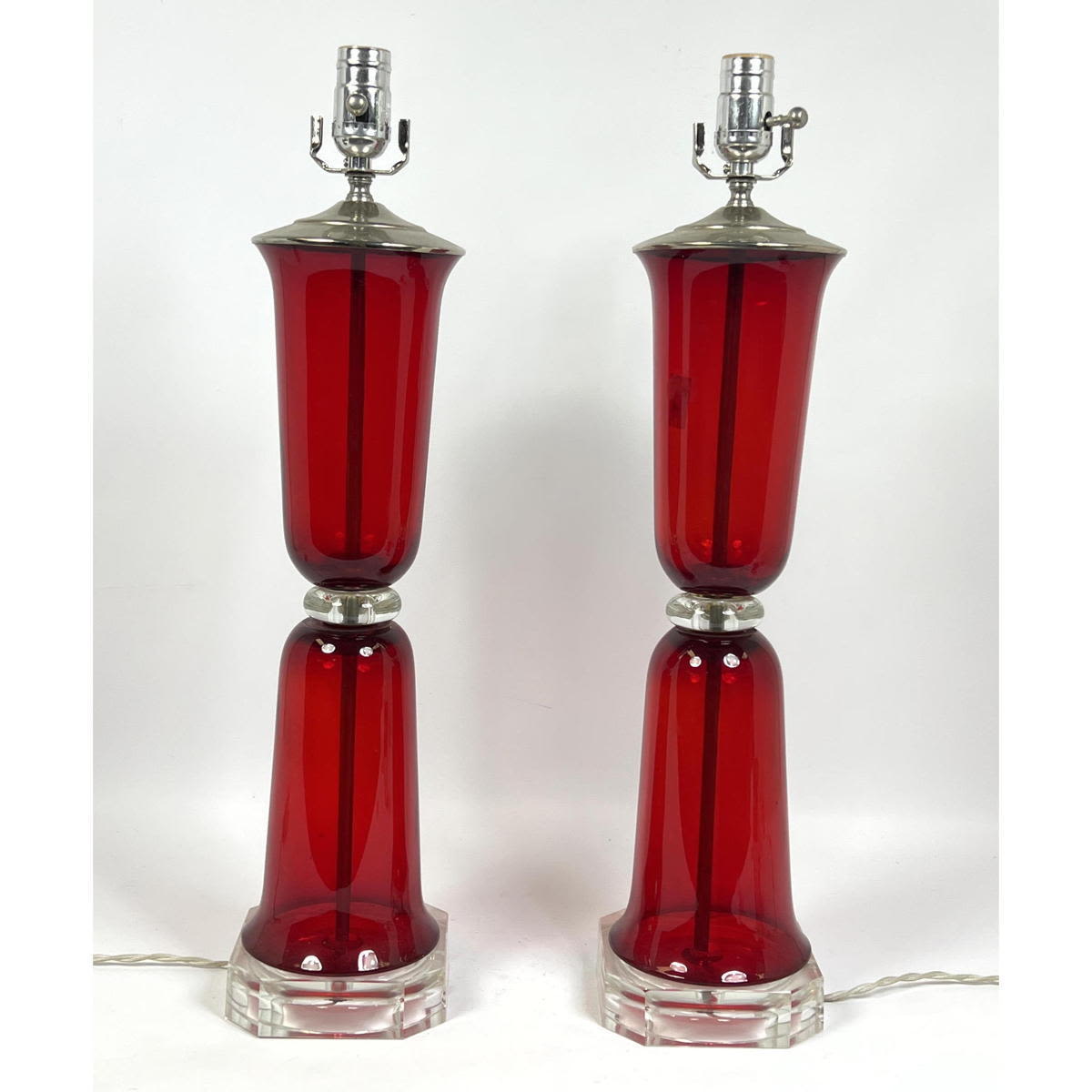 Pr Red and Clear Glass Hourglass