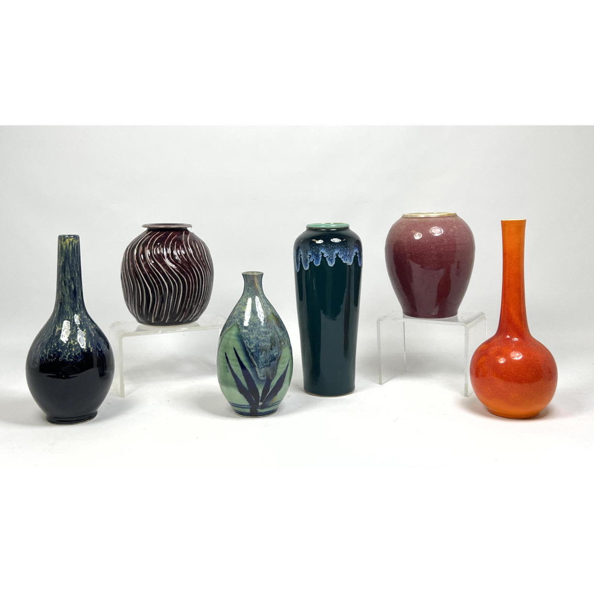 6pc Studio Pottery Modernist Glazed 3ac9c5