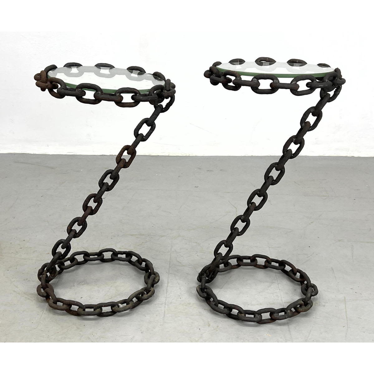 Chain link glass top drink tables  3aca10