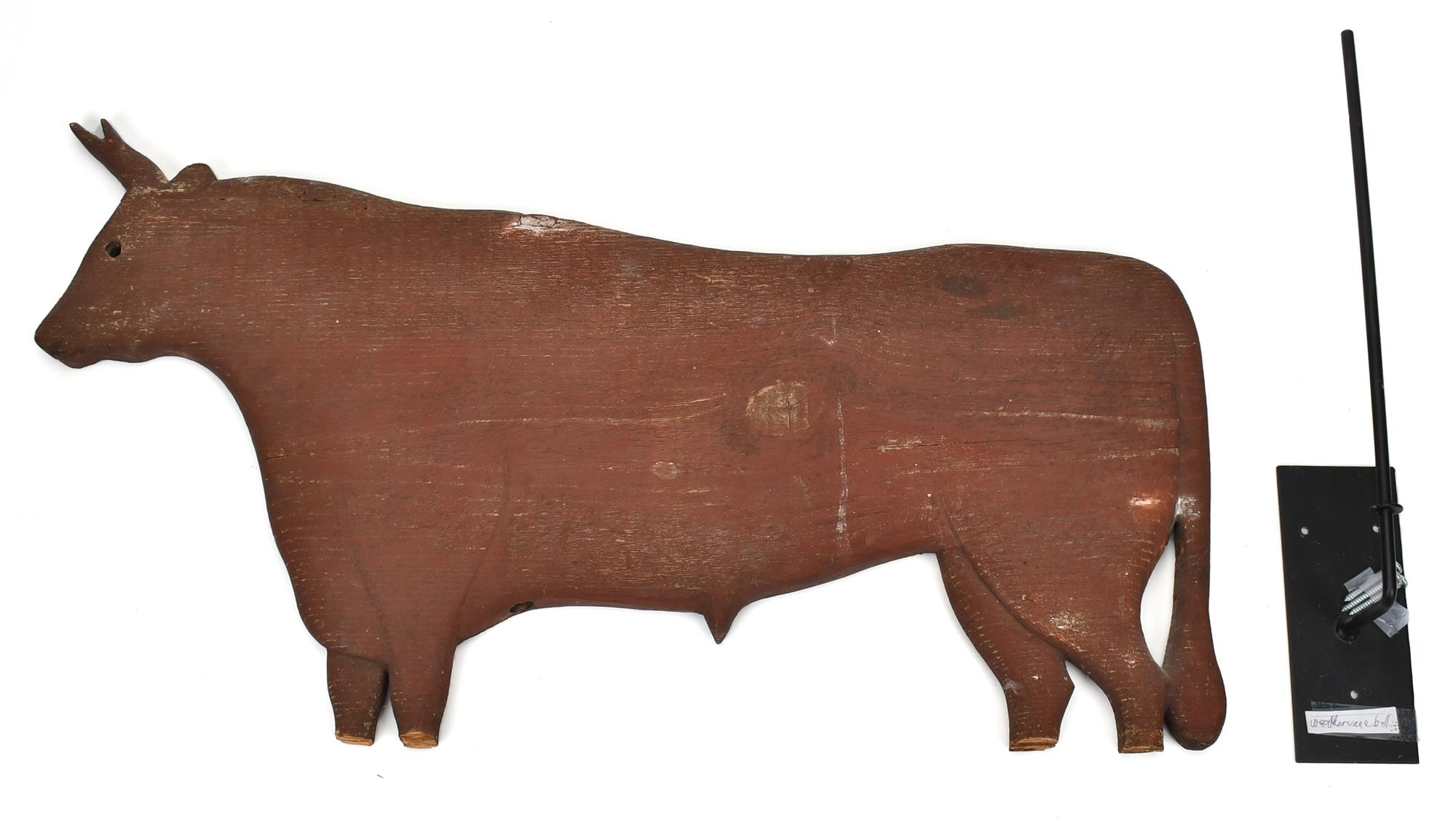 CARVED AND PAINTED BULL WEATHERVANE,