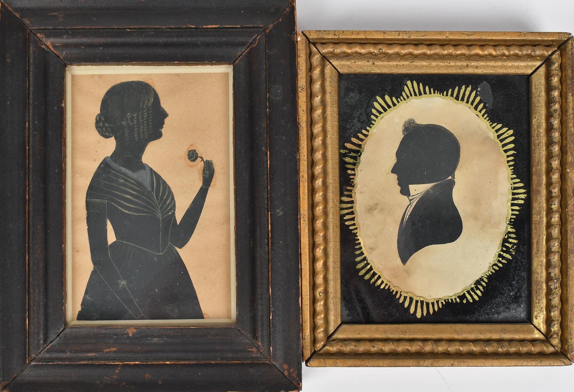 TWO 19TH C HAND COLORED SILHOUETTES  3aca49