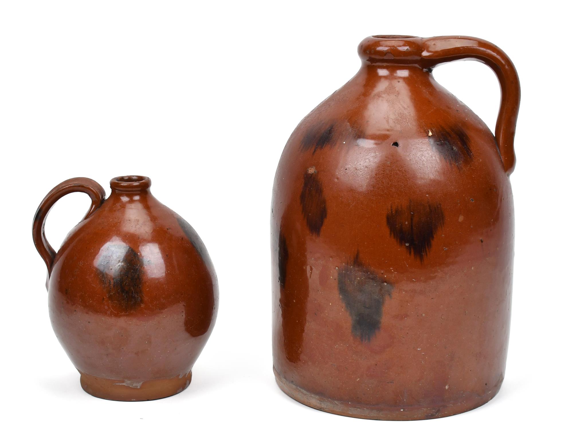 TWO 19TH C REDWARE JUGS Larger 3aca67