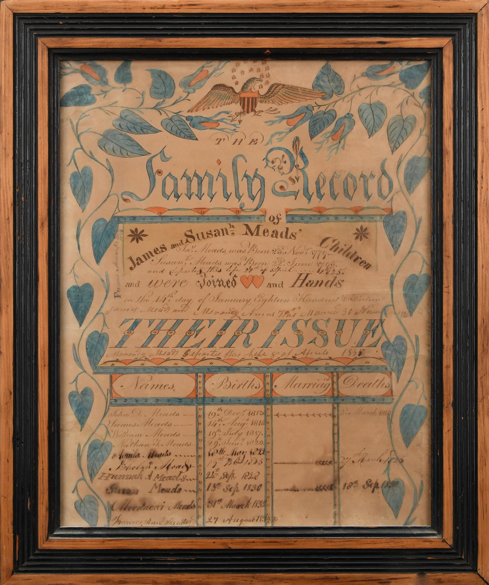 1835 WATERCOLOR AND INK MEADS FAMILY 3aca75