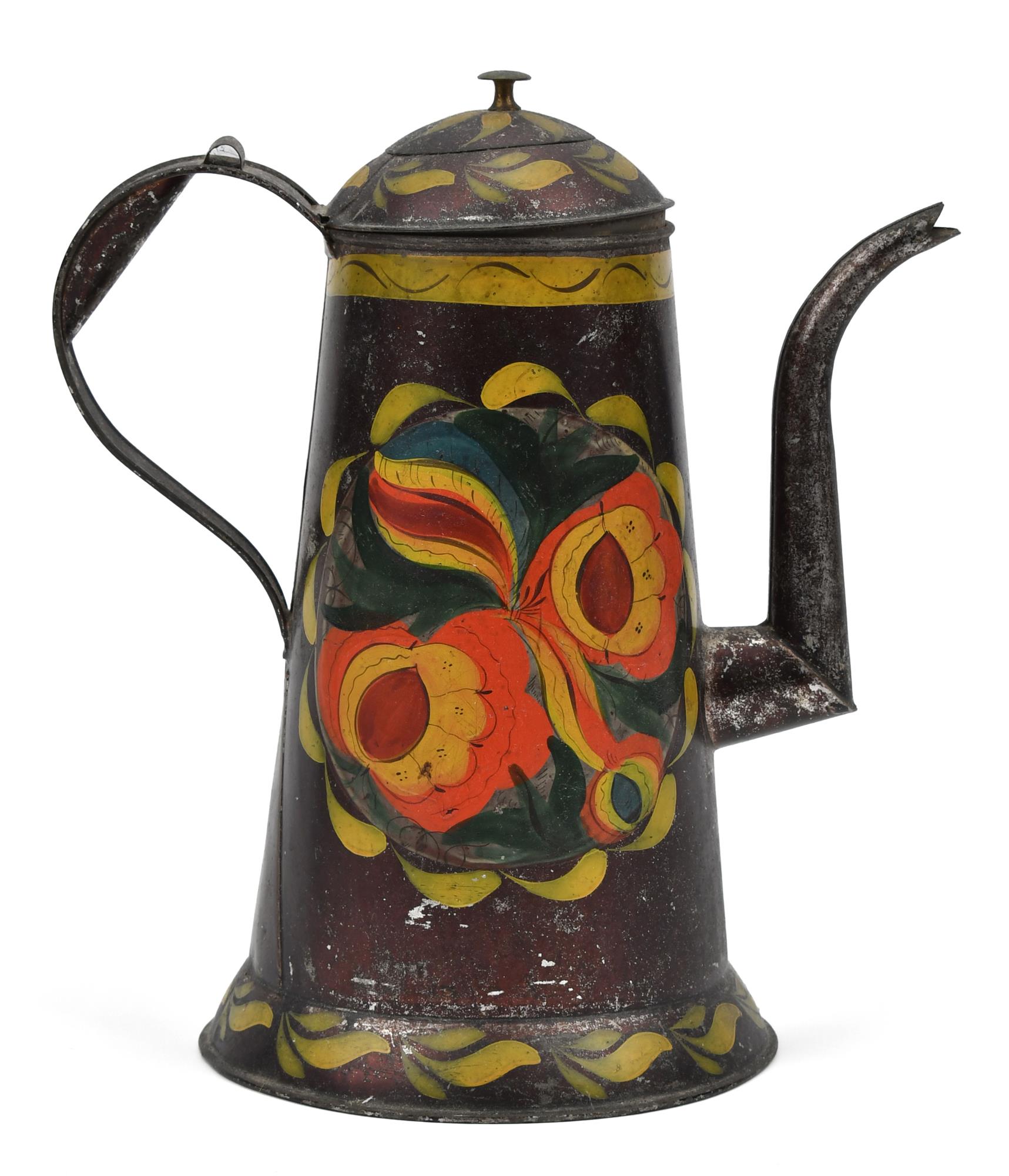 19TH C. PA DECORATED TINWARE COFFEE