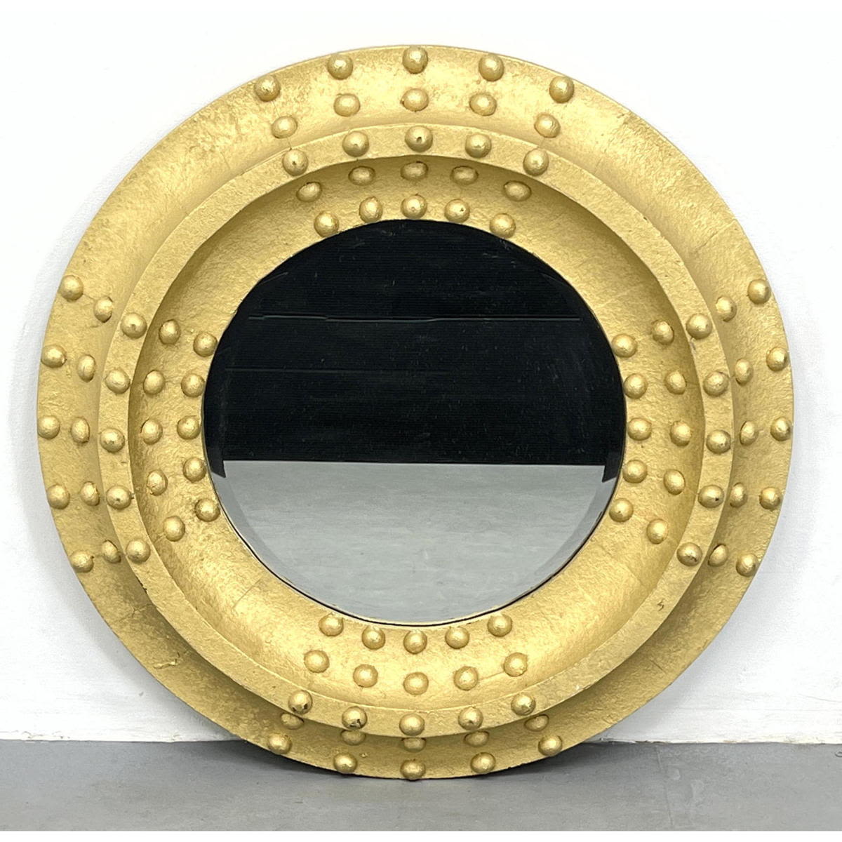 Gold porthole mirror. Beveled mirror.