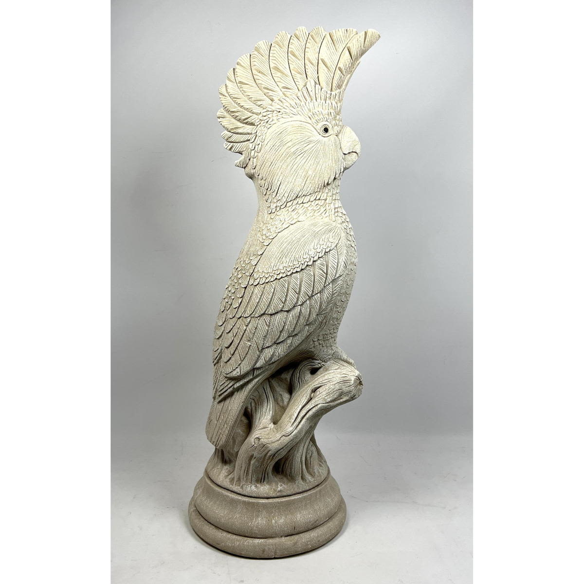 Figural Cockatoo Bird Sculpture. Plaster