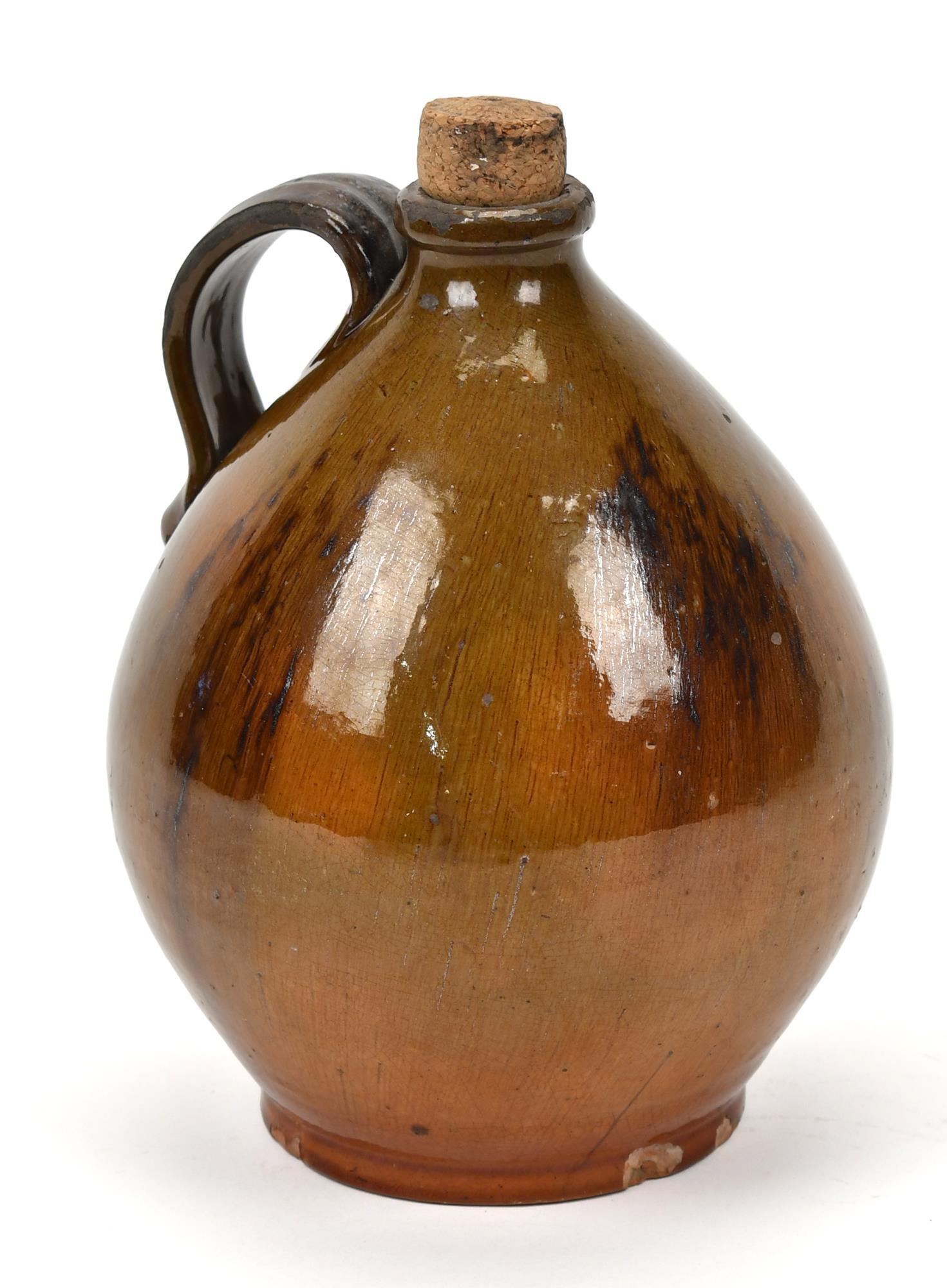EARLY 19TH C. OVOID REDWARE JUG. A very