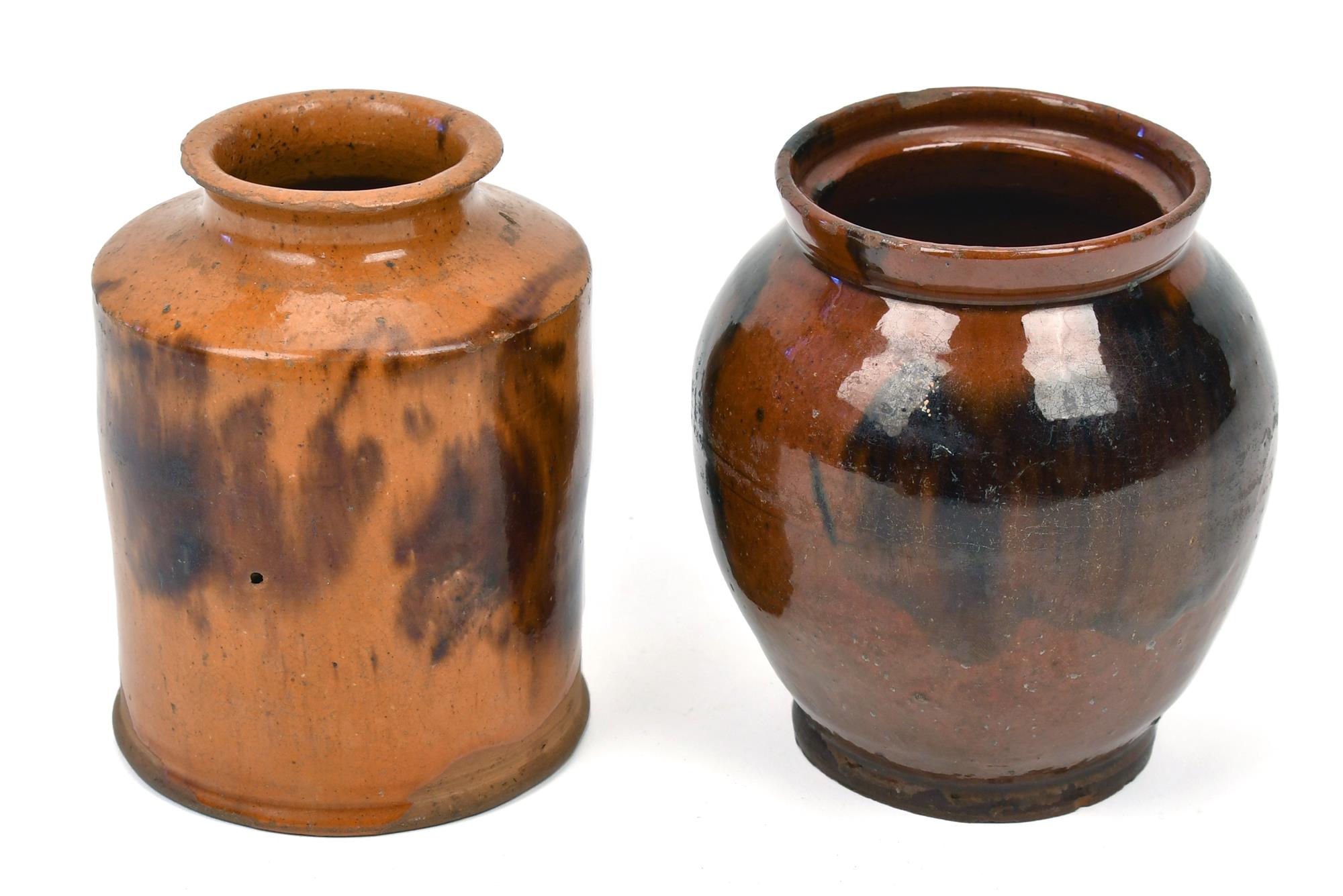 TWO 19TH C. SLIP DECORATED REDWARE