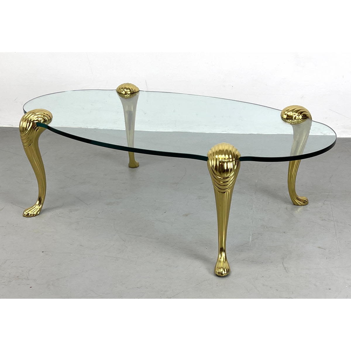 Brass and glass coffee table with