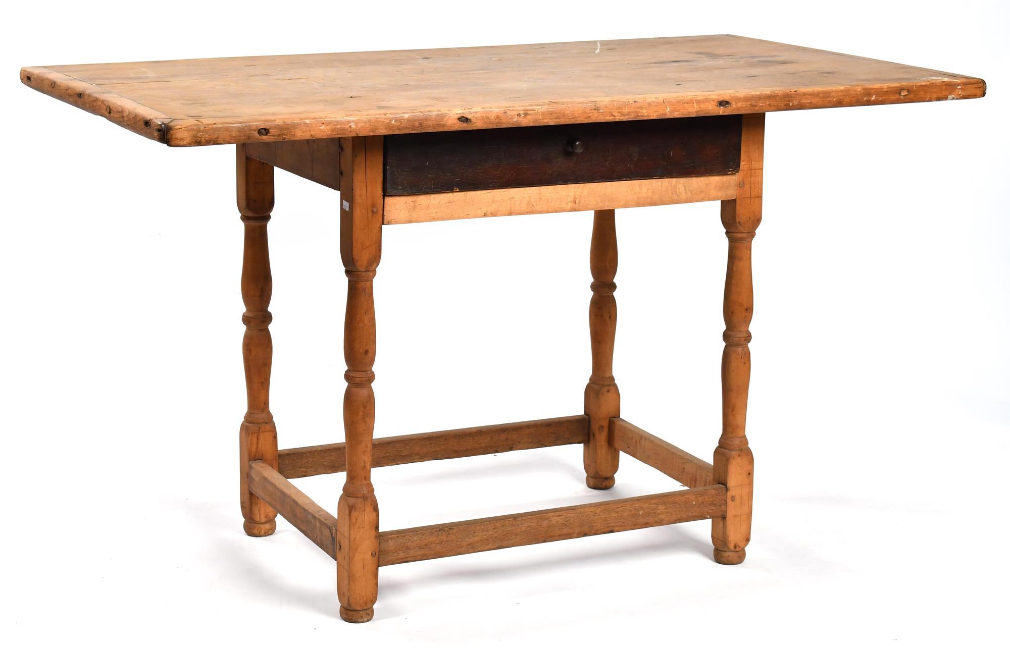 EARLY STRETCHER BASE TAVERN TABLE.