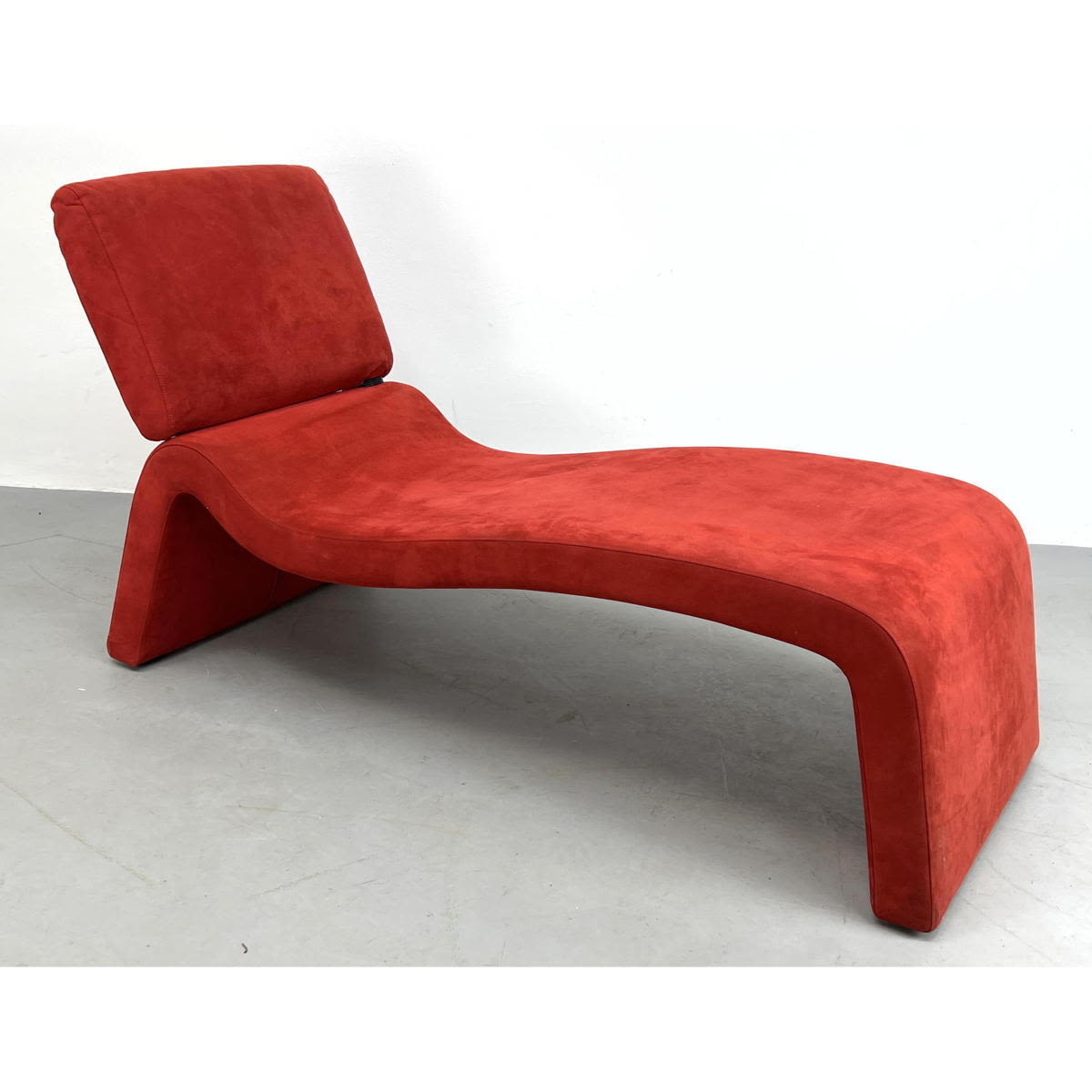 Post. Modern Red Velvet Chaise